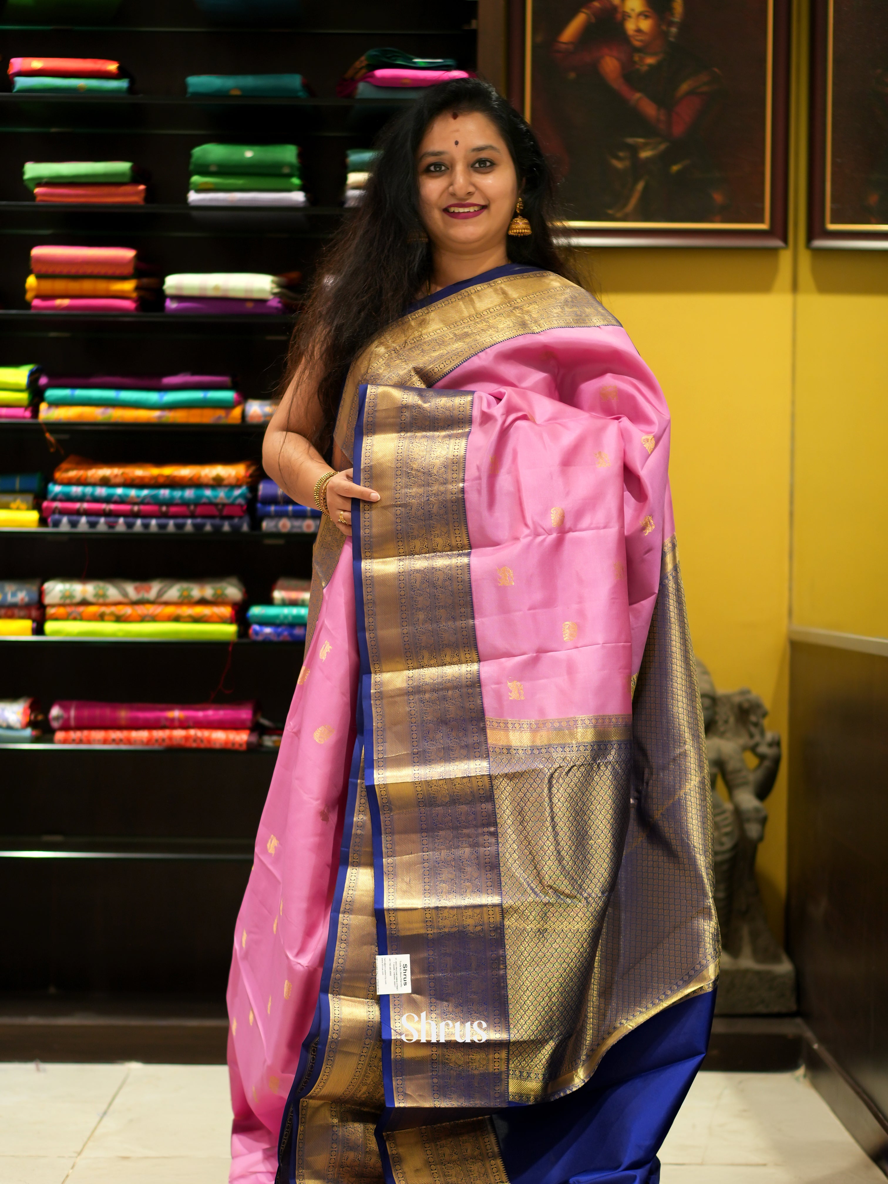 Pink & Blue - Kanchipuram silk Saree