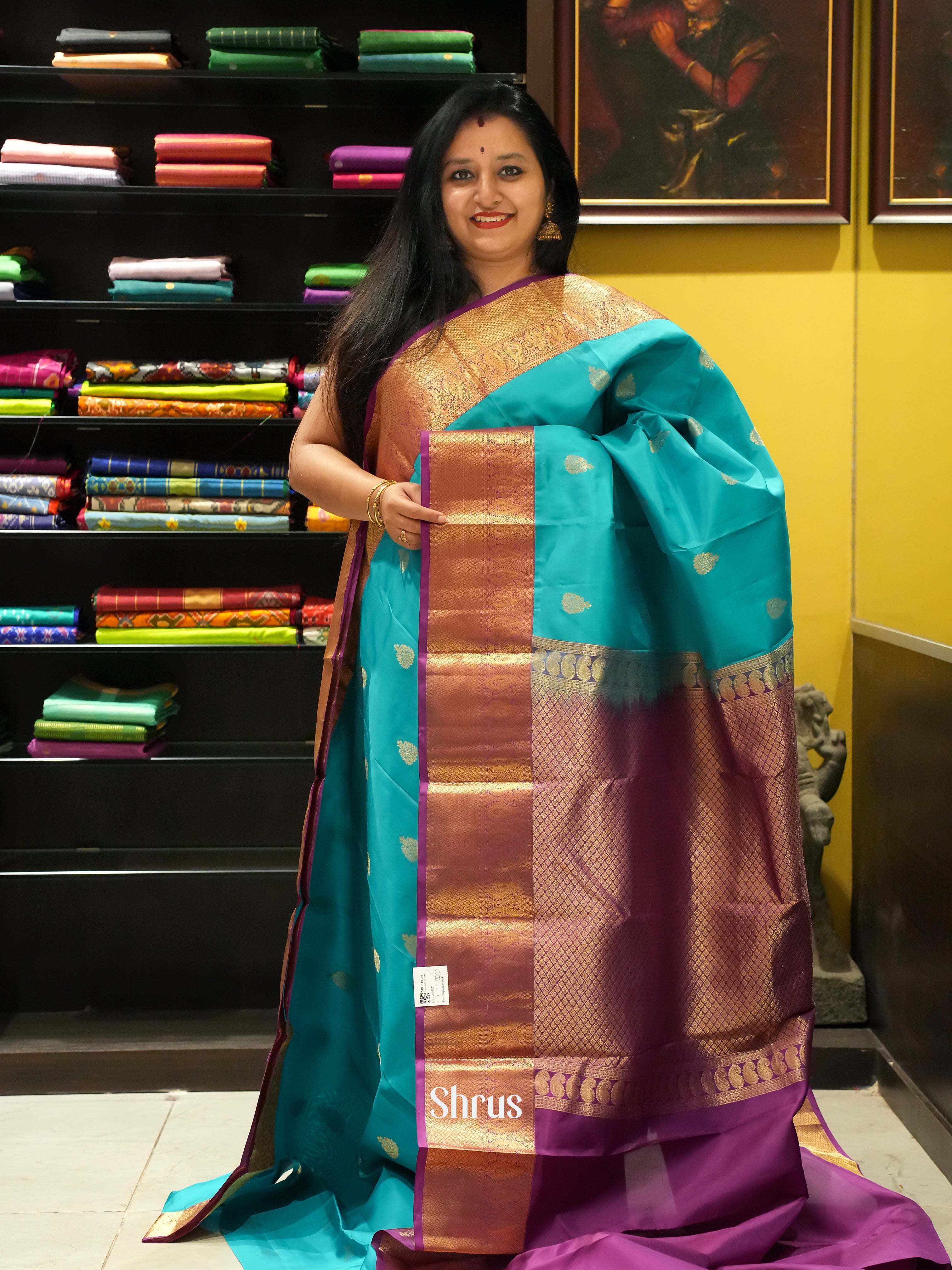 Teal & Purple - Kanchipuram silk Saree