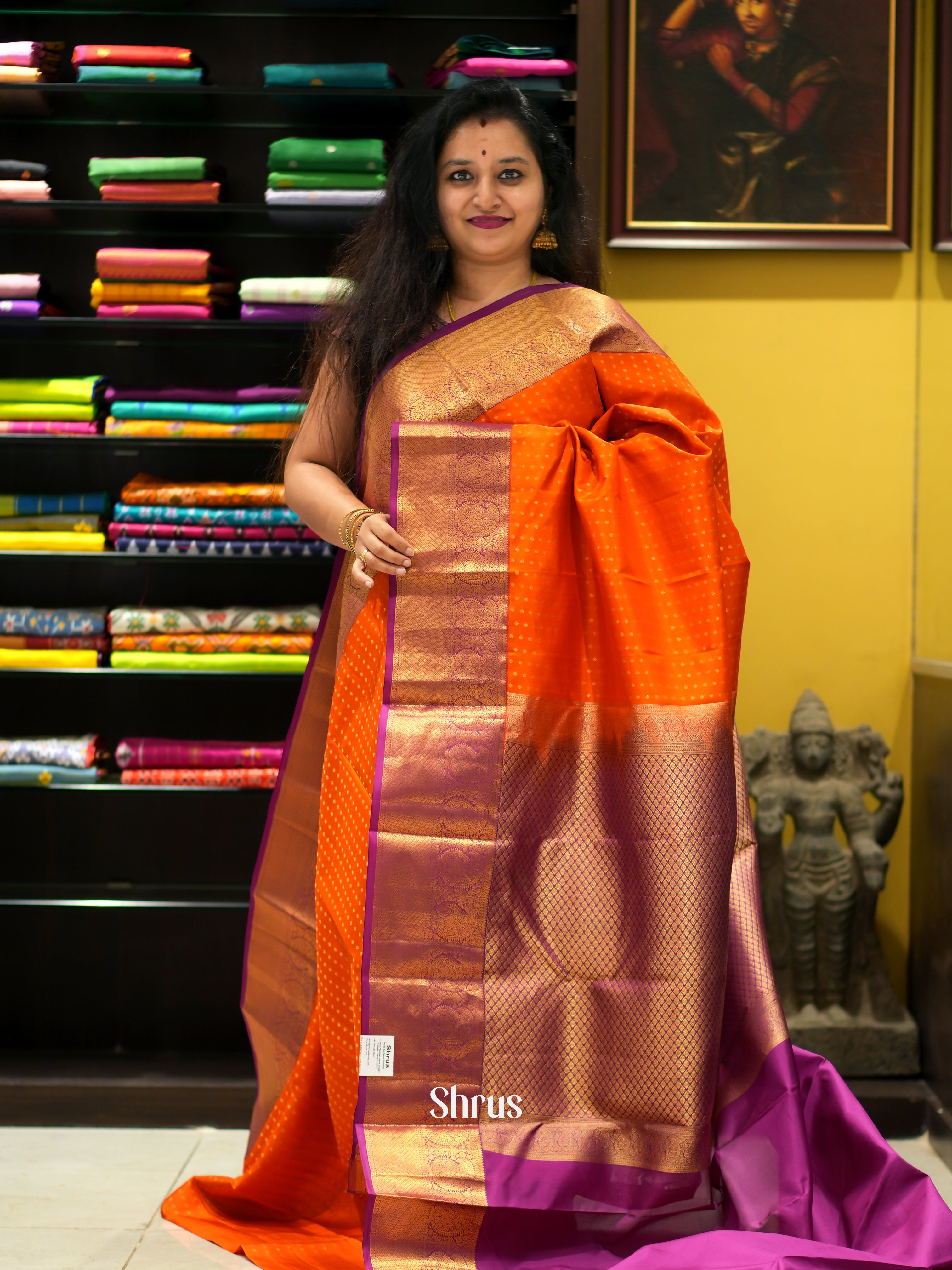 Orange & Purple- Kanchipuram silk Saree