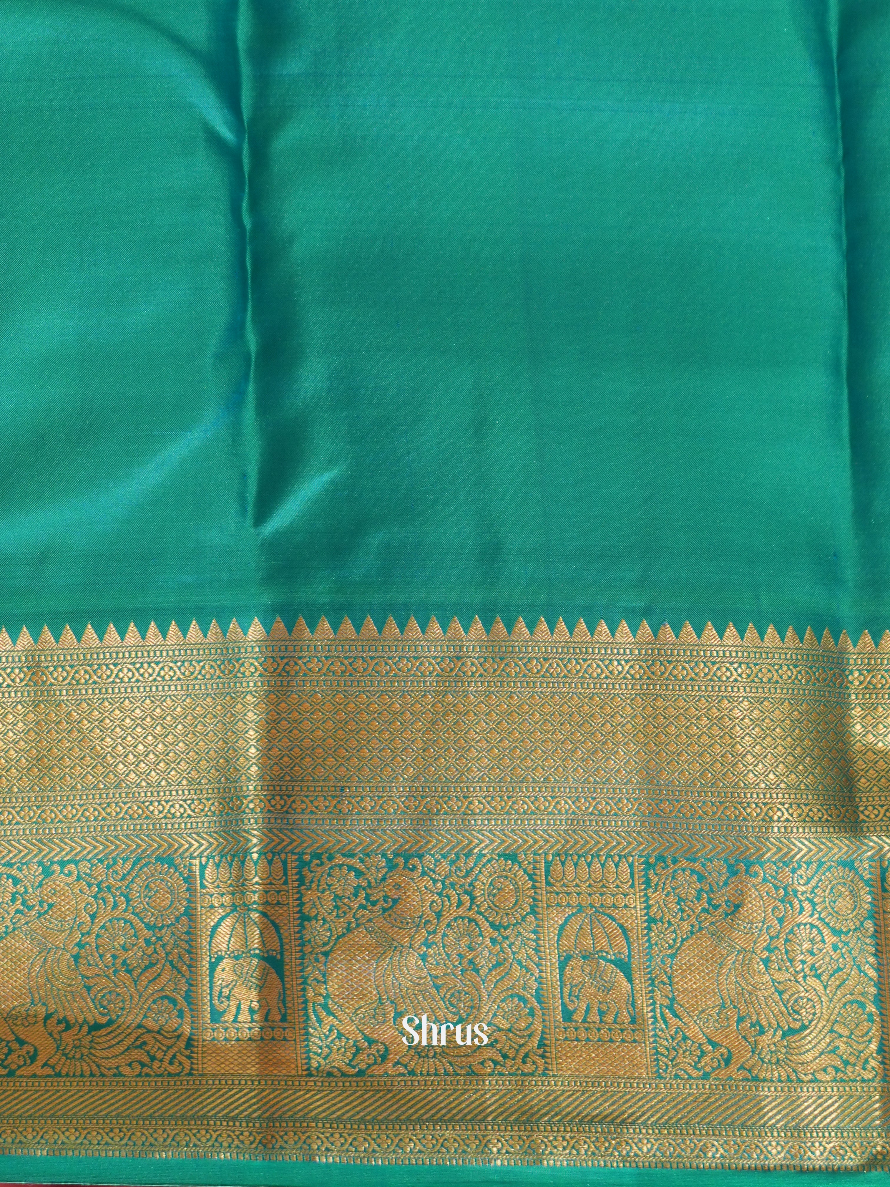 Yellow & Teal - Kanchipuram silk Saree