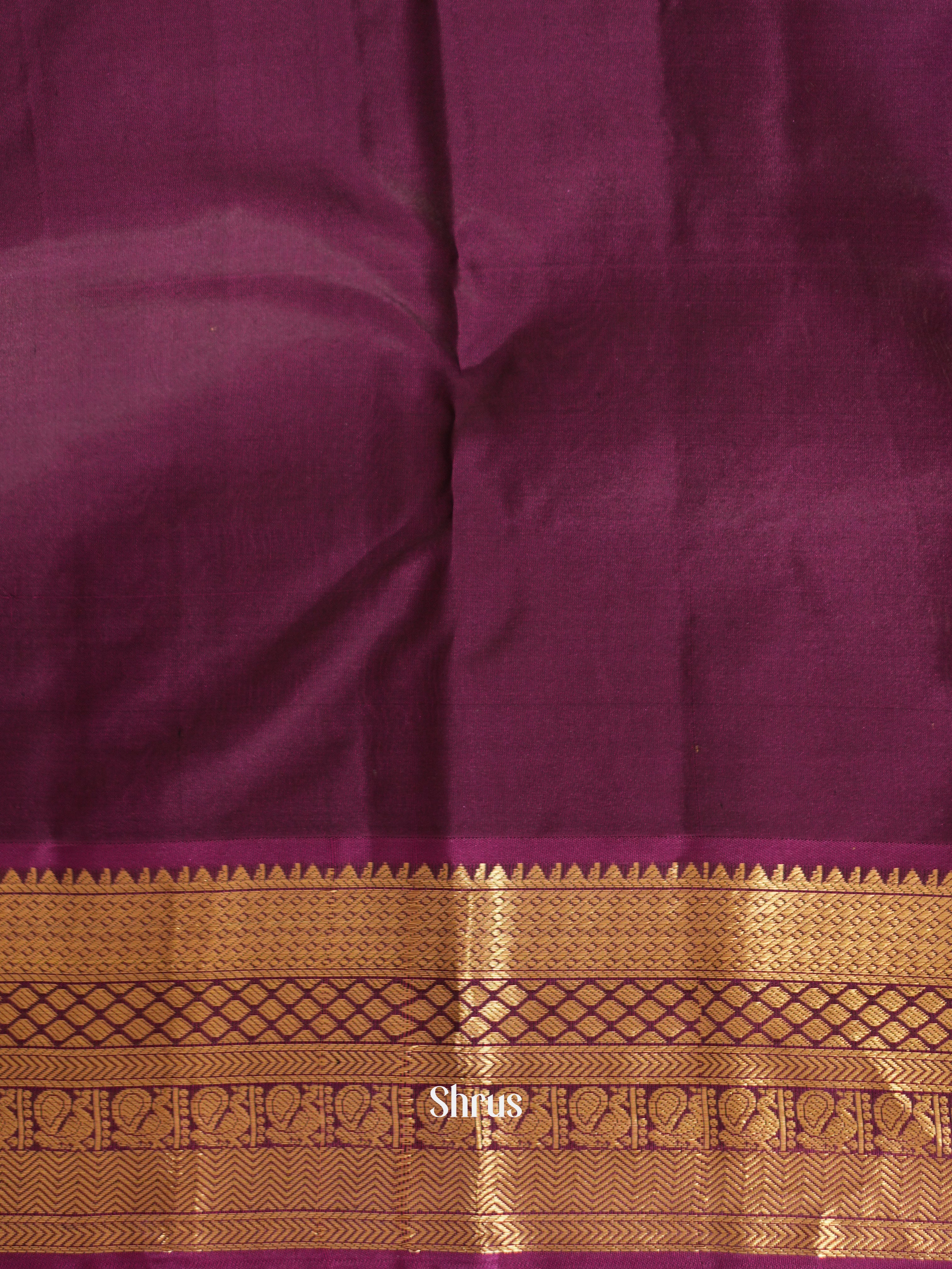 Bluish Grey & Purple - Kanchipuram silk Saree