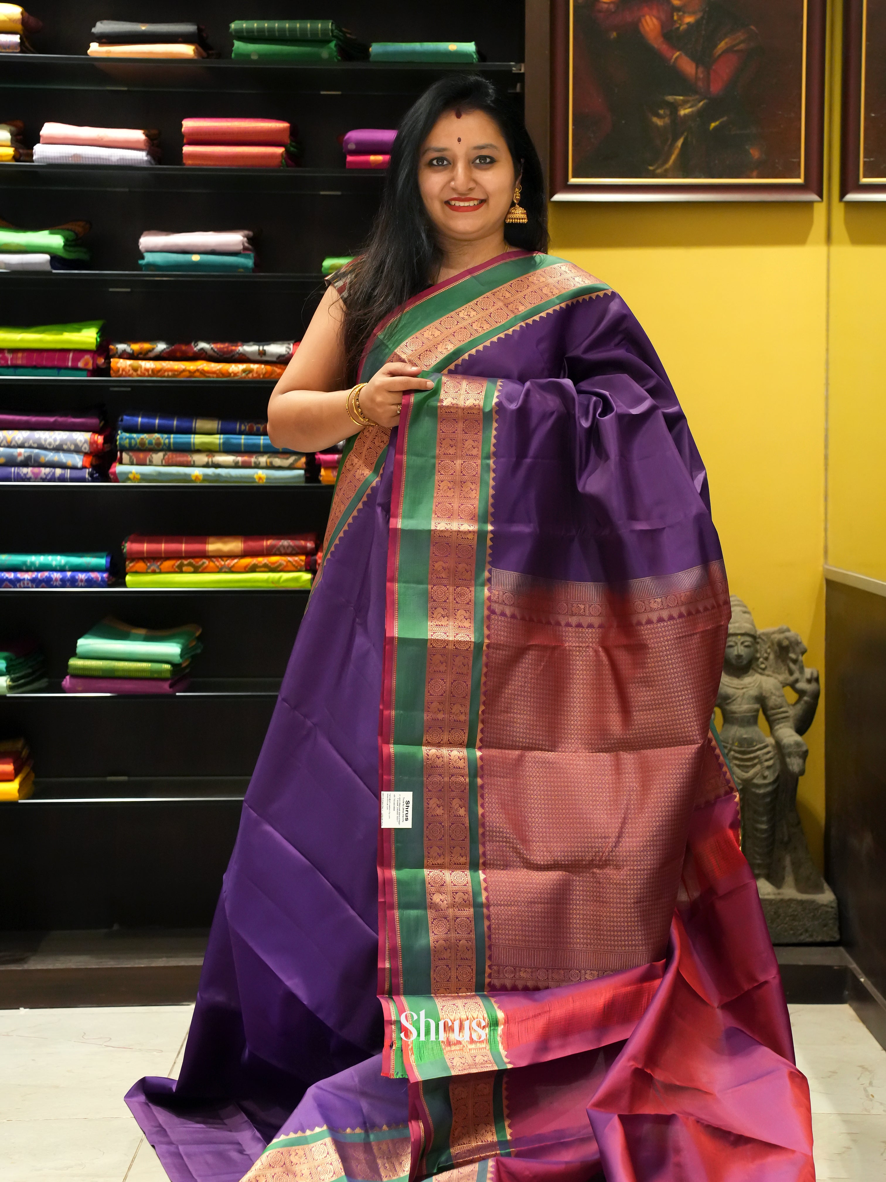 Violet & Purple  - Kanchipuram silk Saree