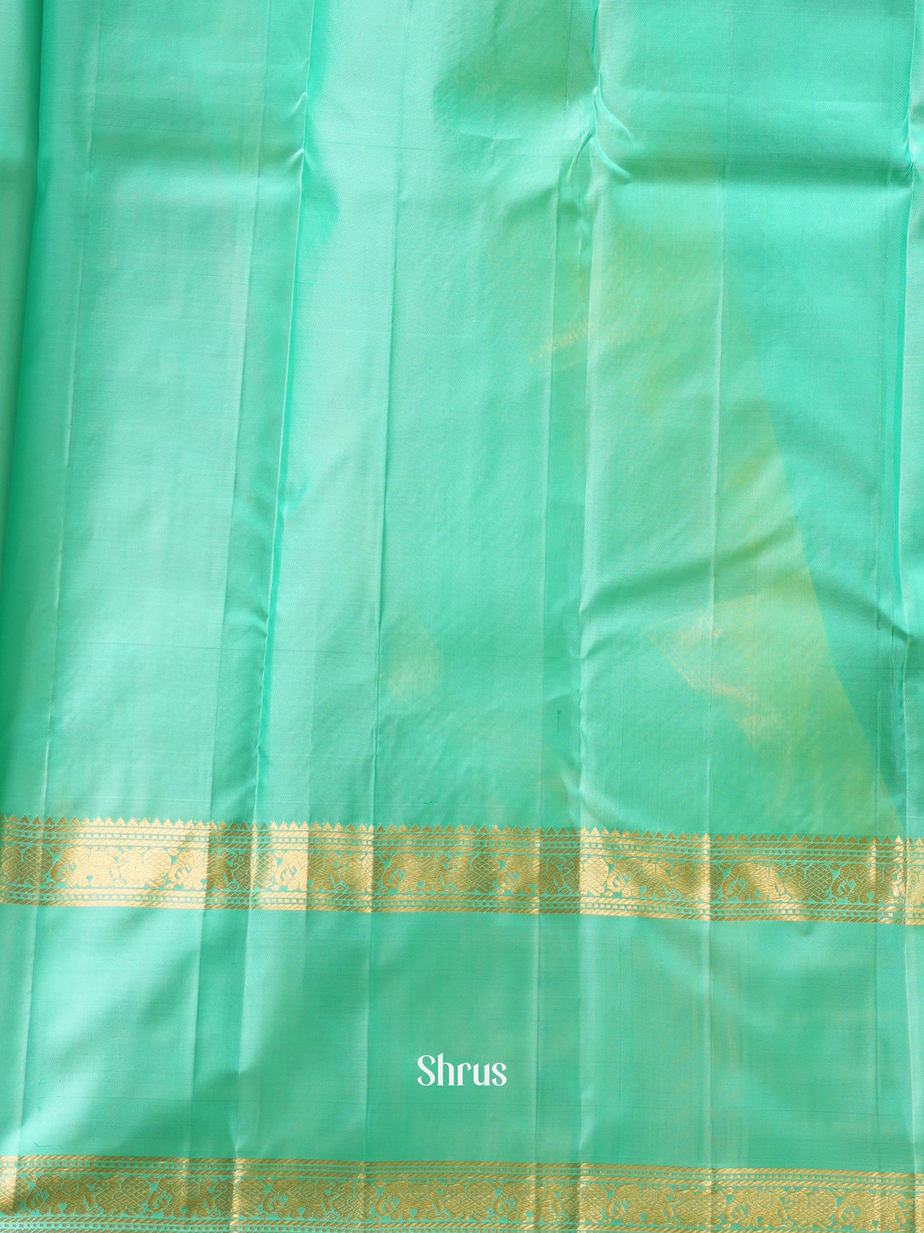 Yellow & Teal Green - Soft Silk Saree