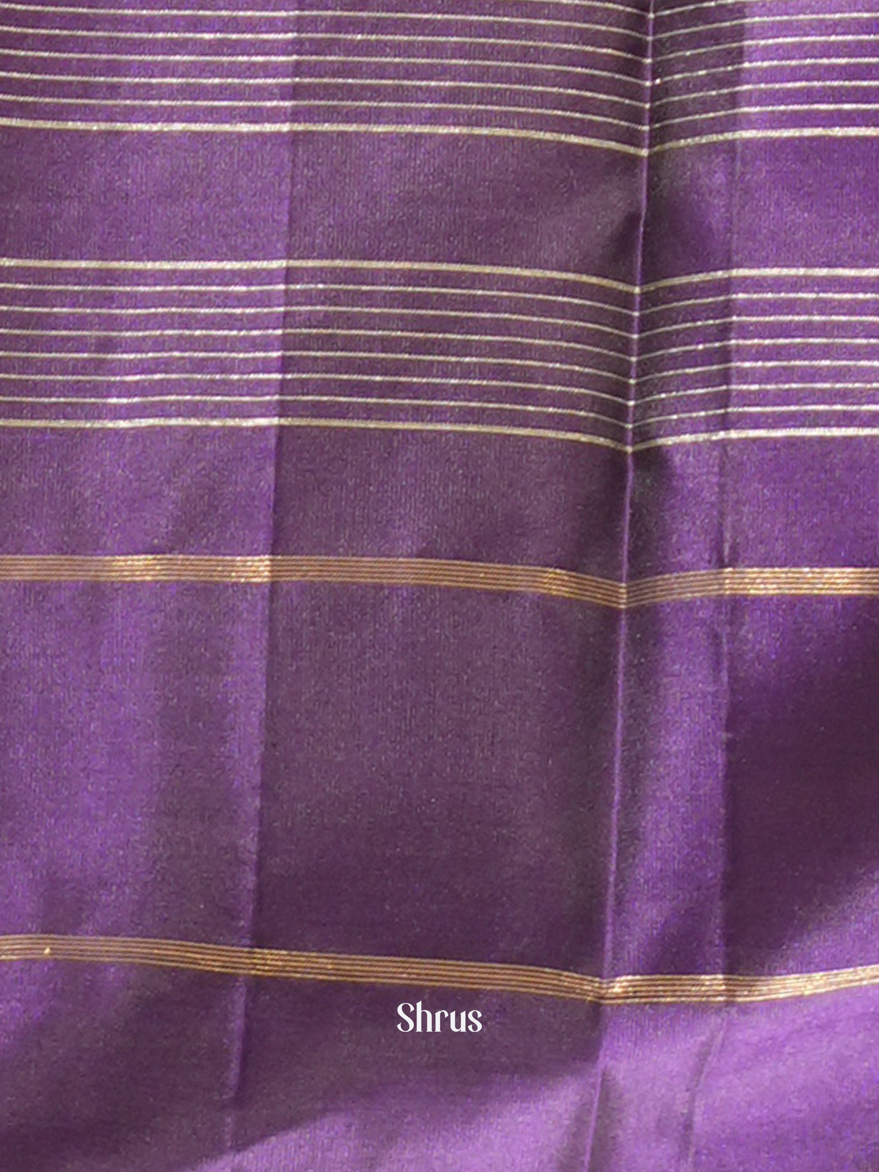 Teal Green & Violet - Soft Silk Saree