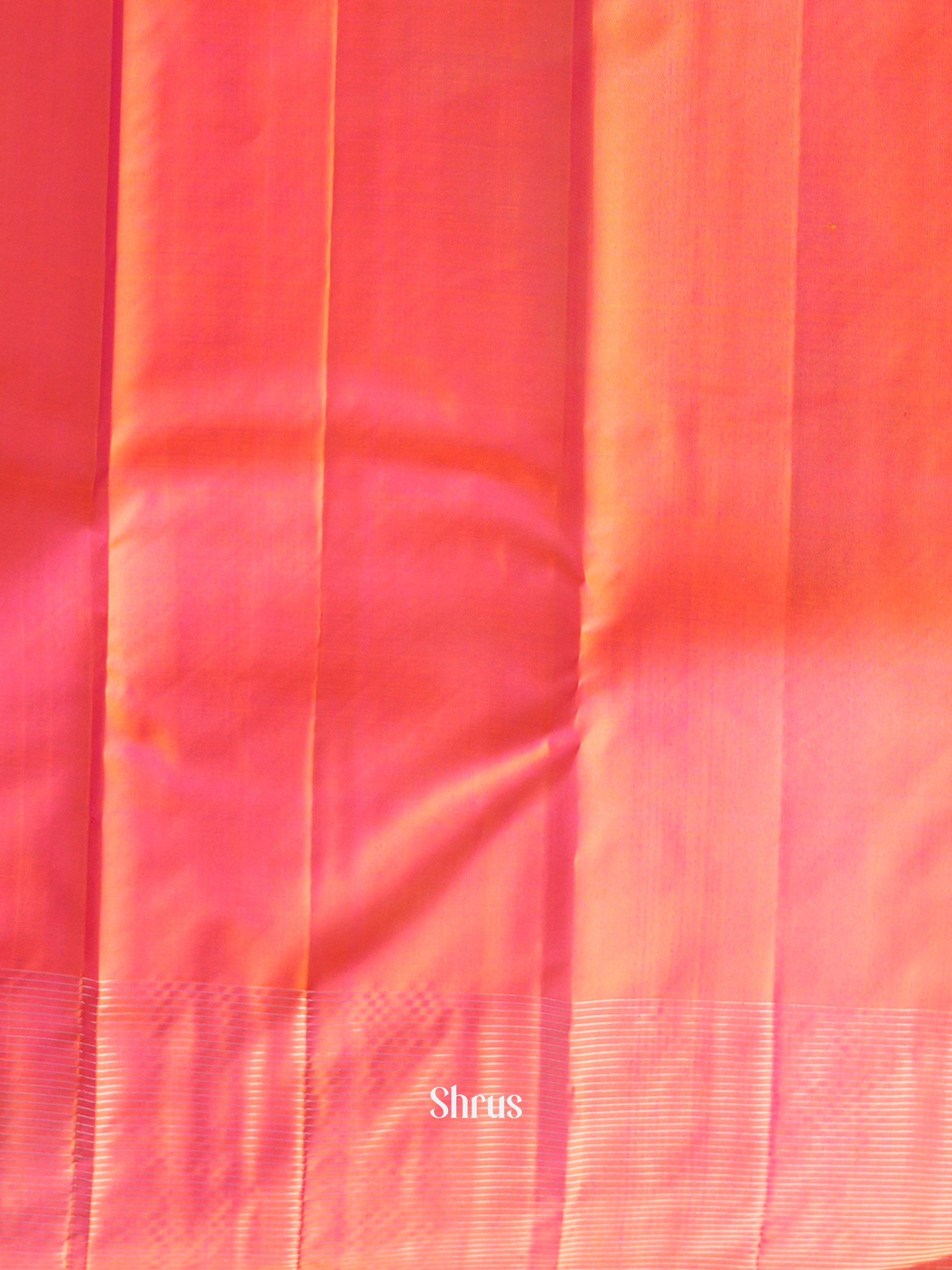 Green & Orangish Pink - Soft Silk Saree