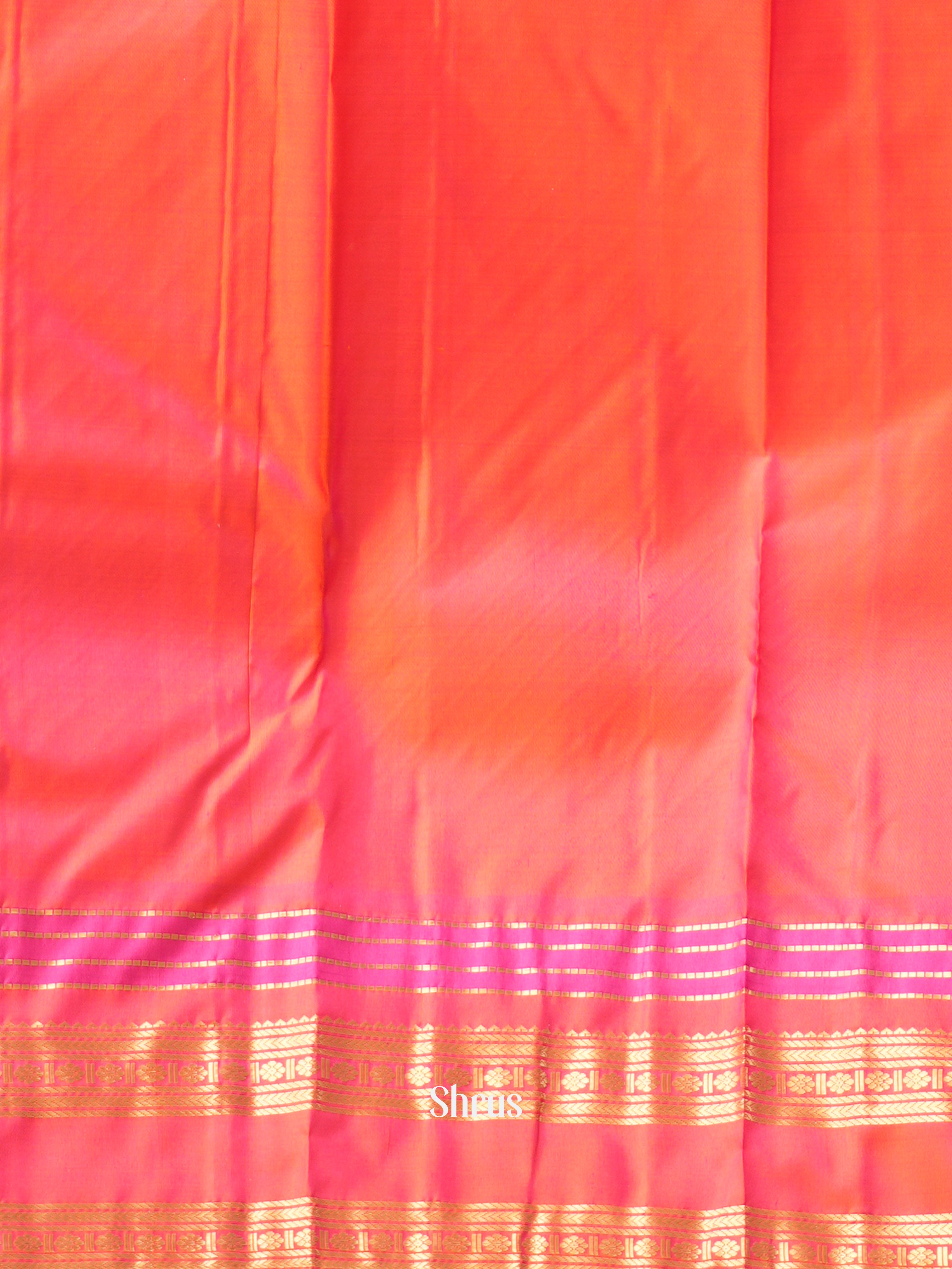 Purple & Orangish Pink - Soft Silk Saree