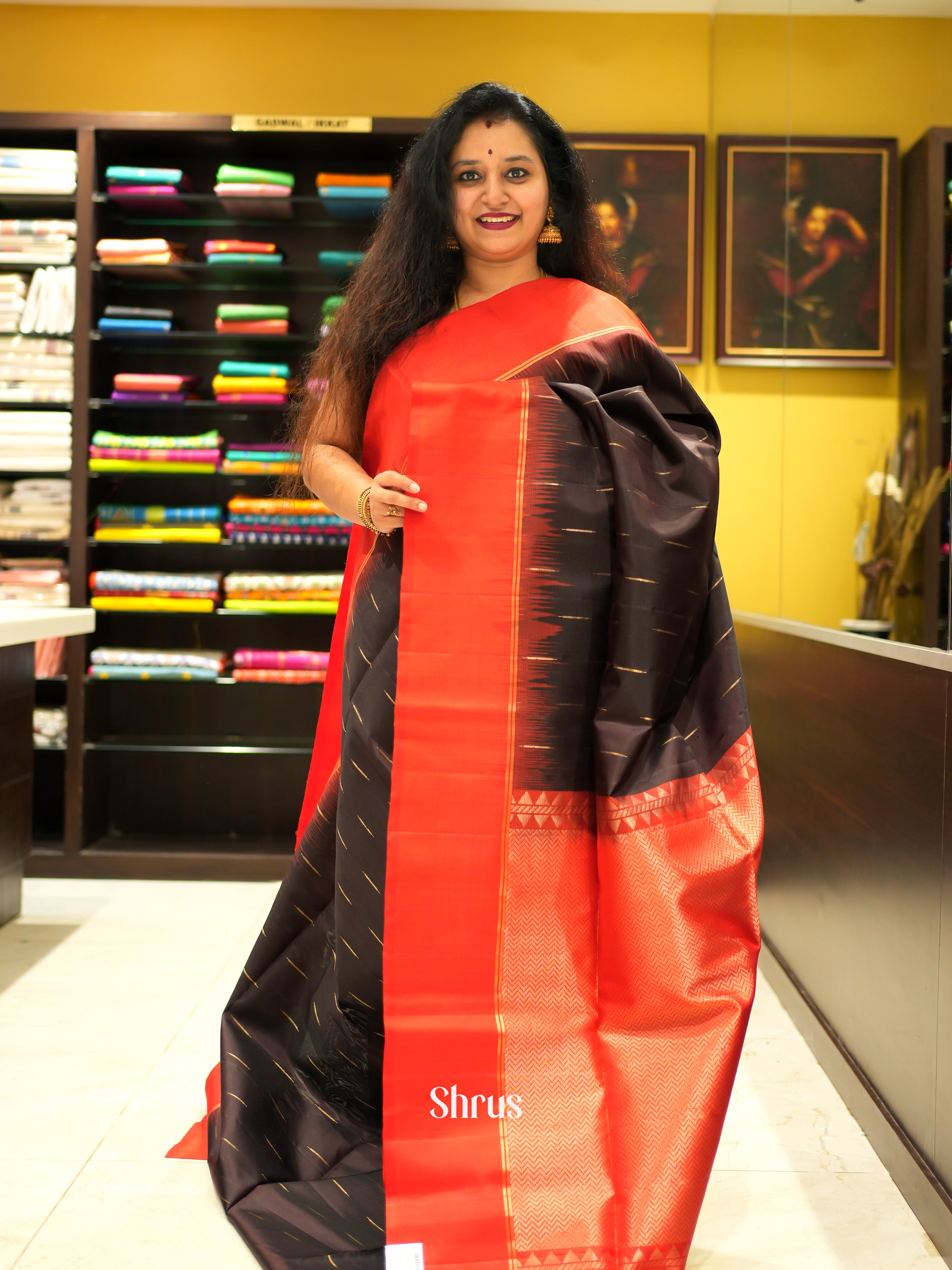 Black & Red - Soft Silk Saree