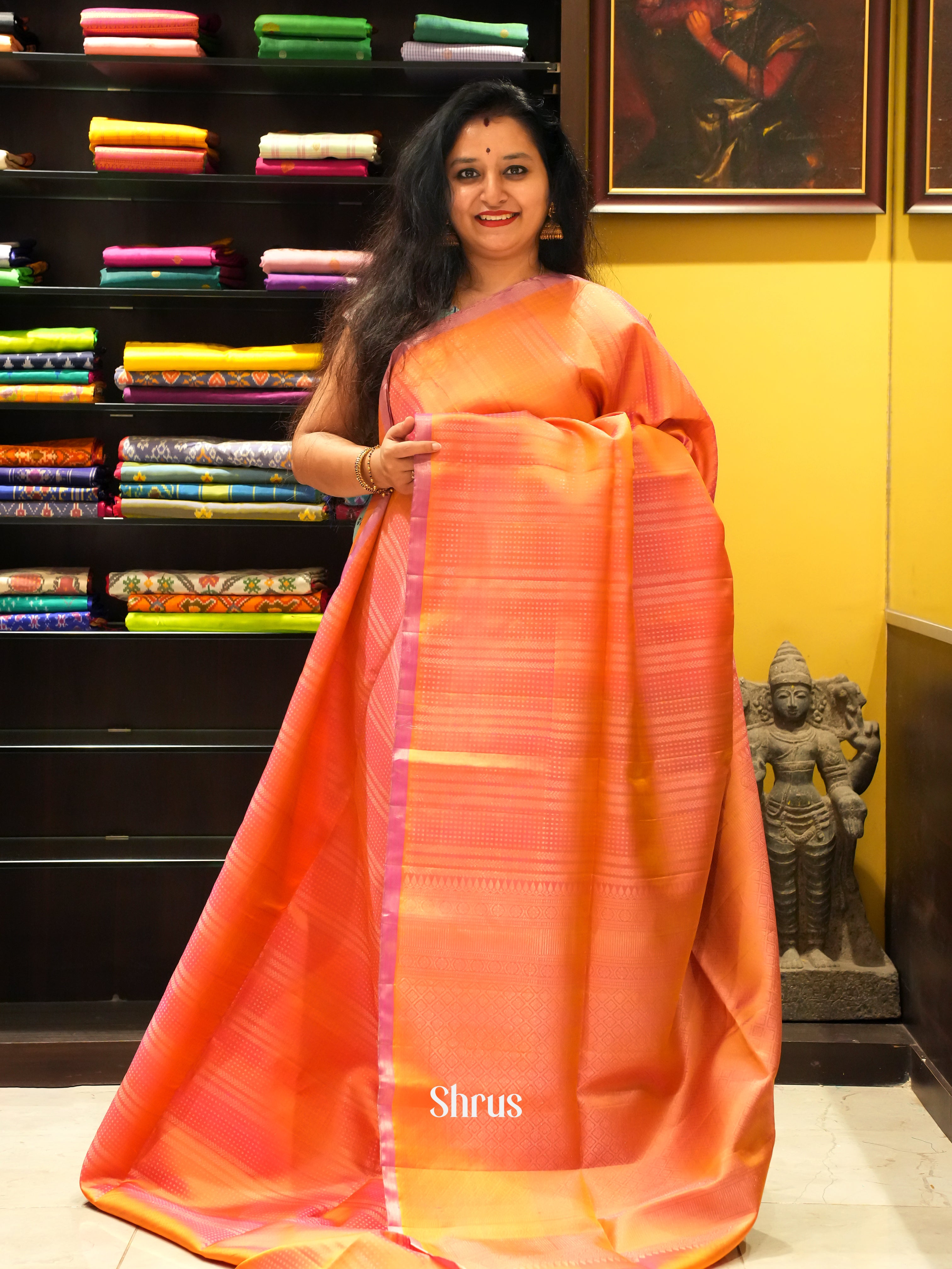 Orangish Pink & Majenta - Soft Silk