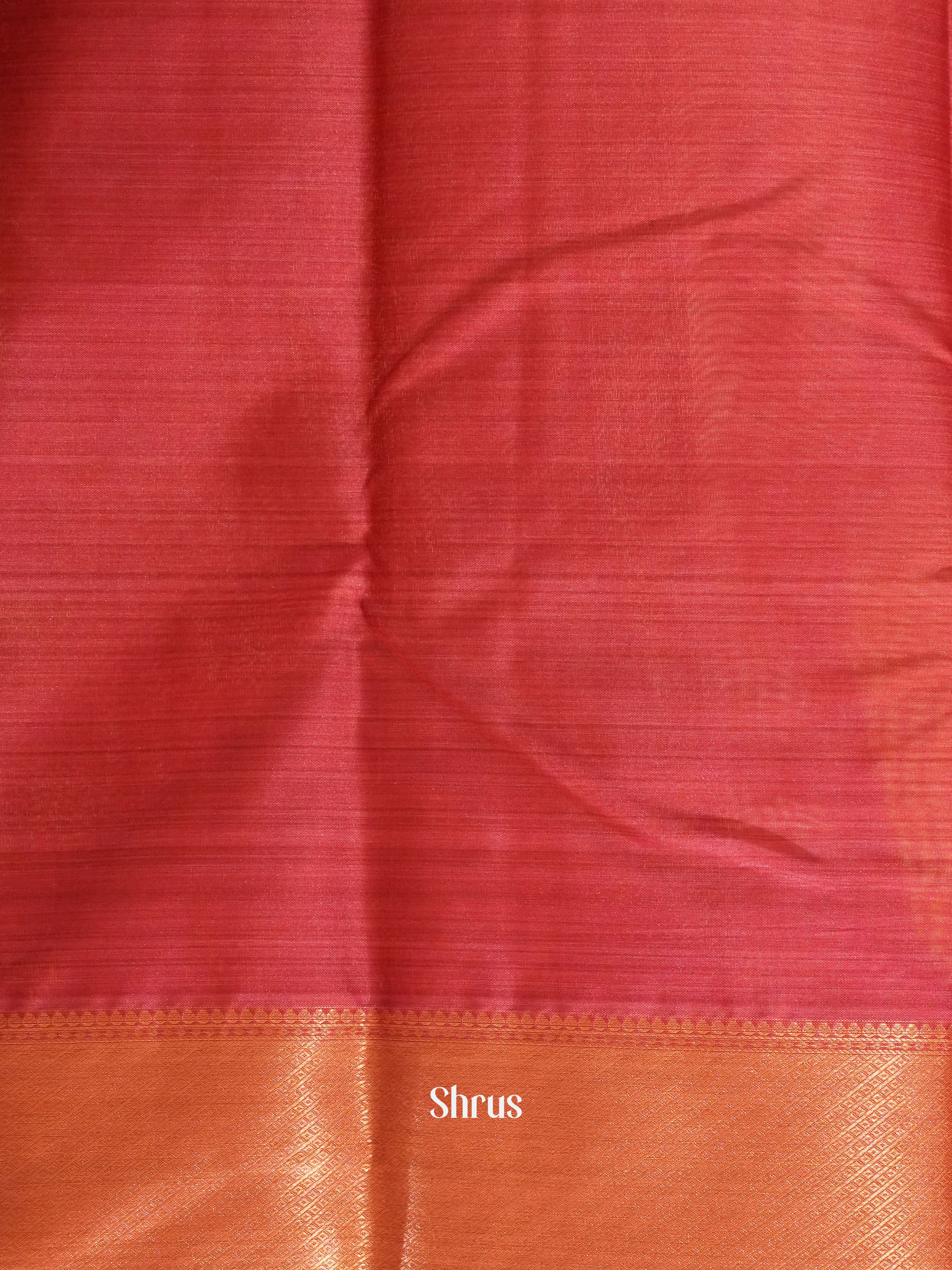 Mustard  & Red -Kanchipuram-halfpure  Saree