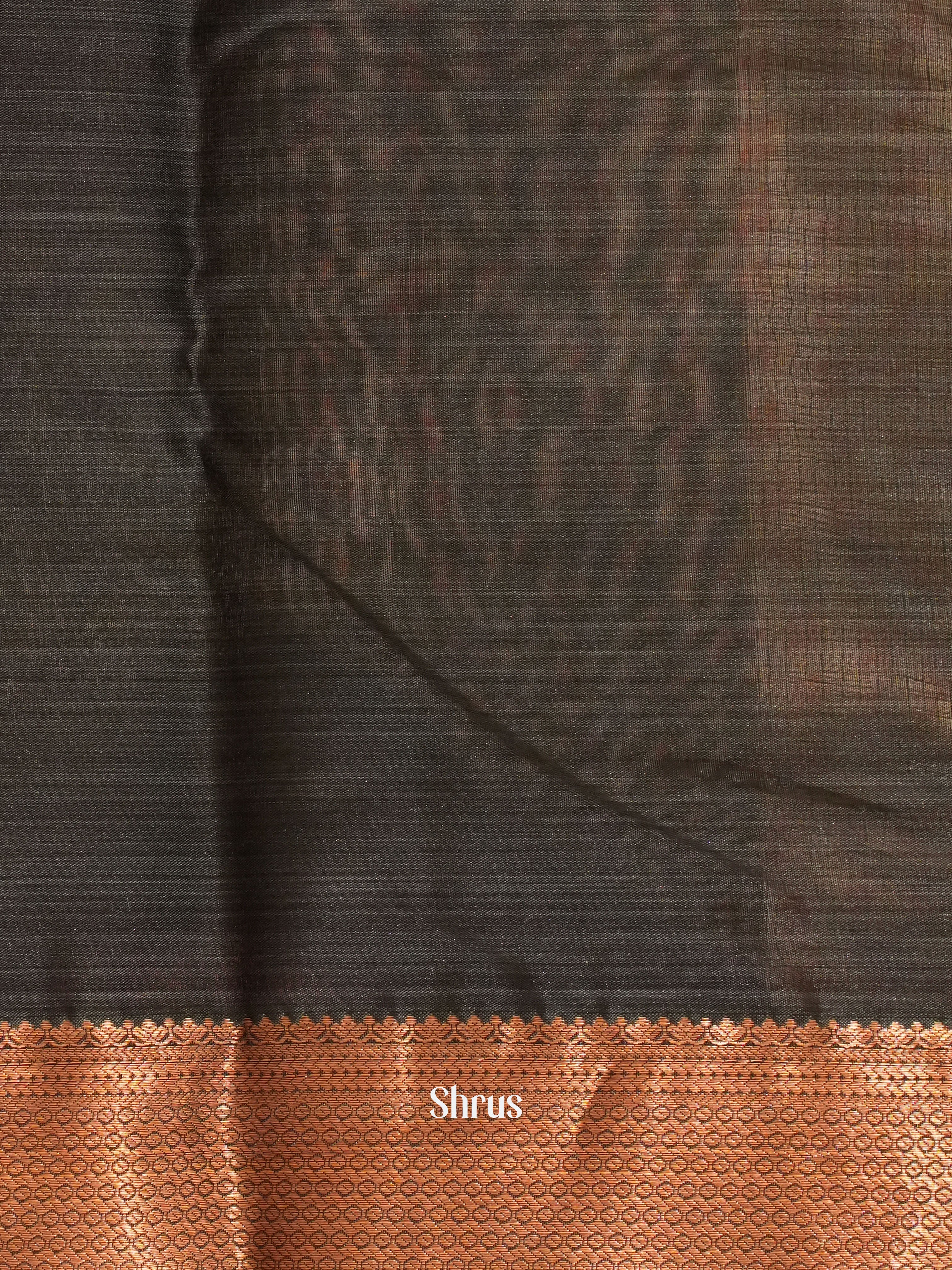 Grey  Black - Kanchipuram-halfpure  Saree