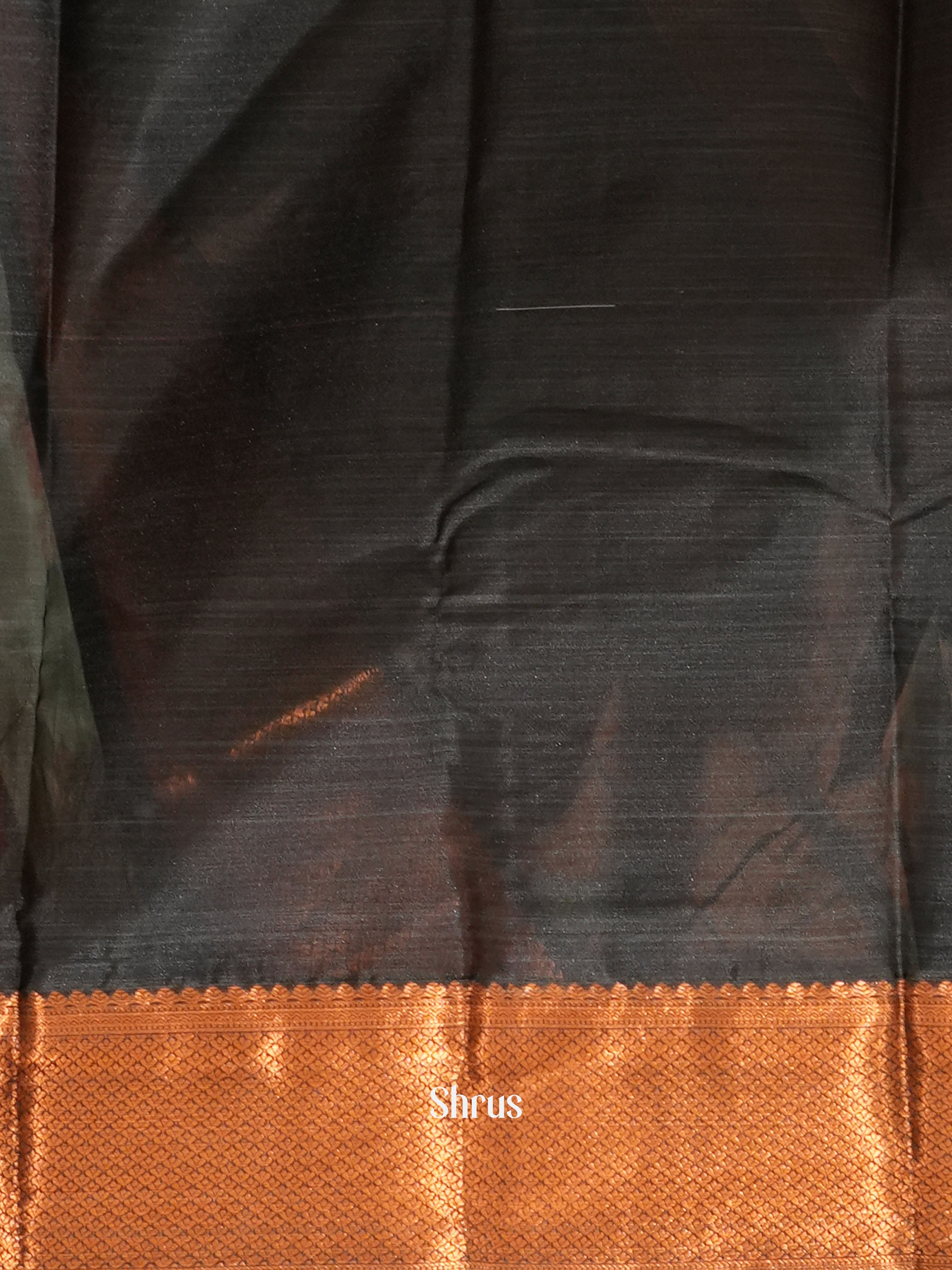 Brown & Black - Kanchipuram-halfpure Saree