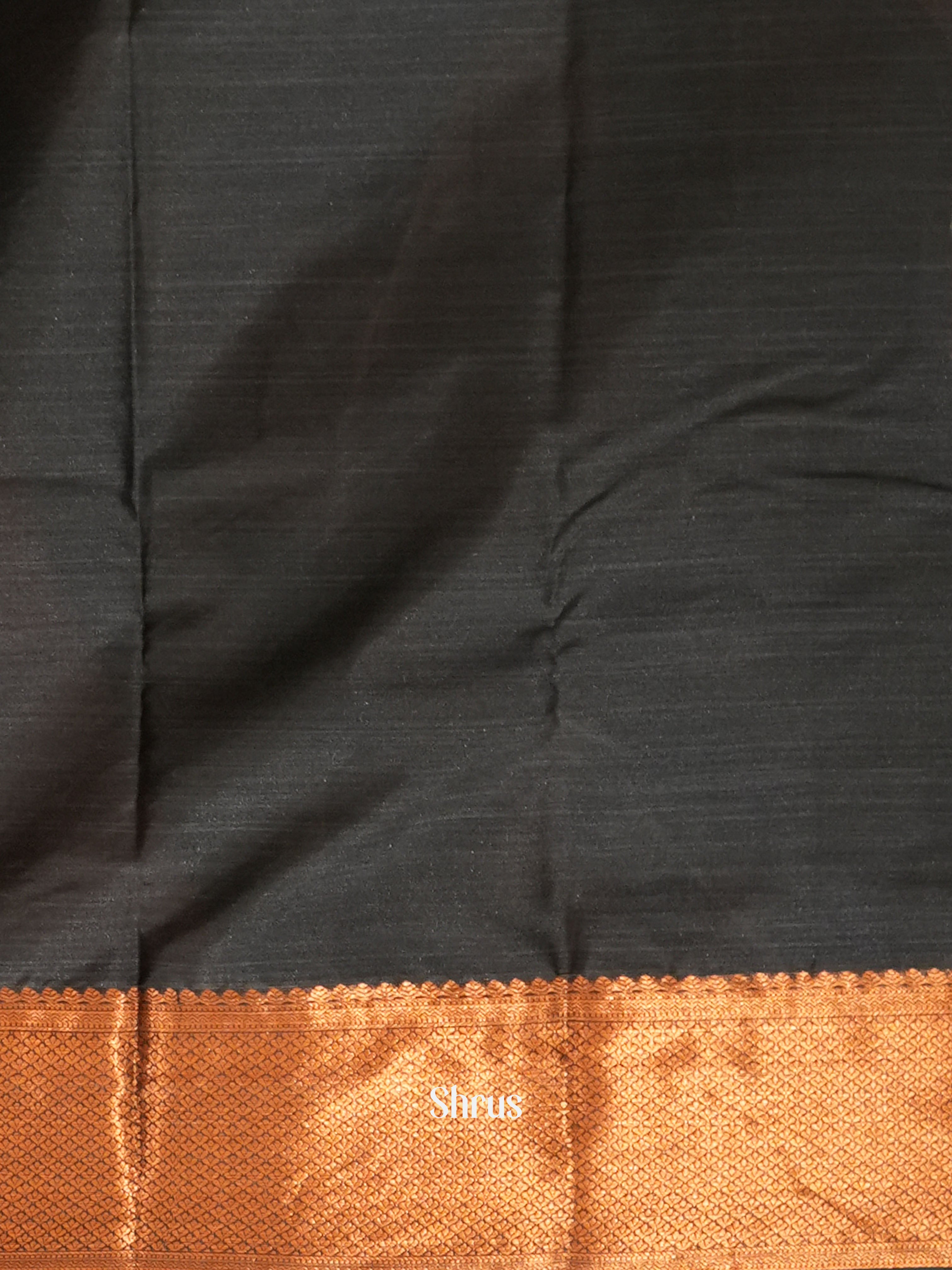 Brown & Black - Kanchipuram-halfpure Saree