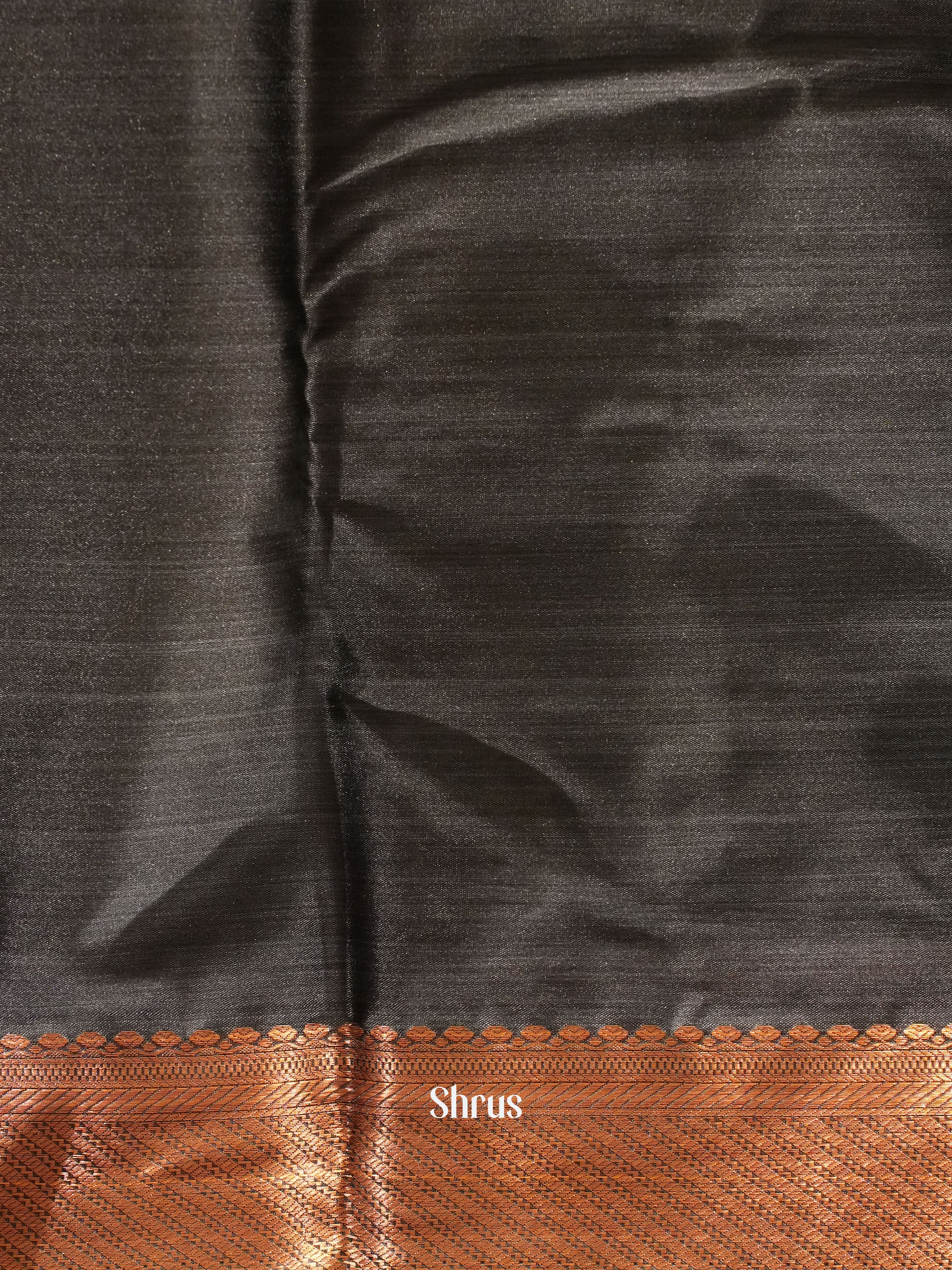 Grey & Black - Kanchipuram-halfpure  Saree