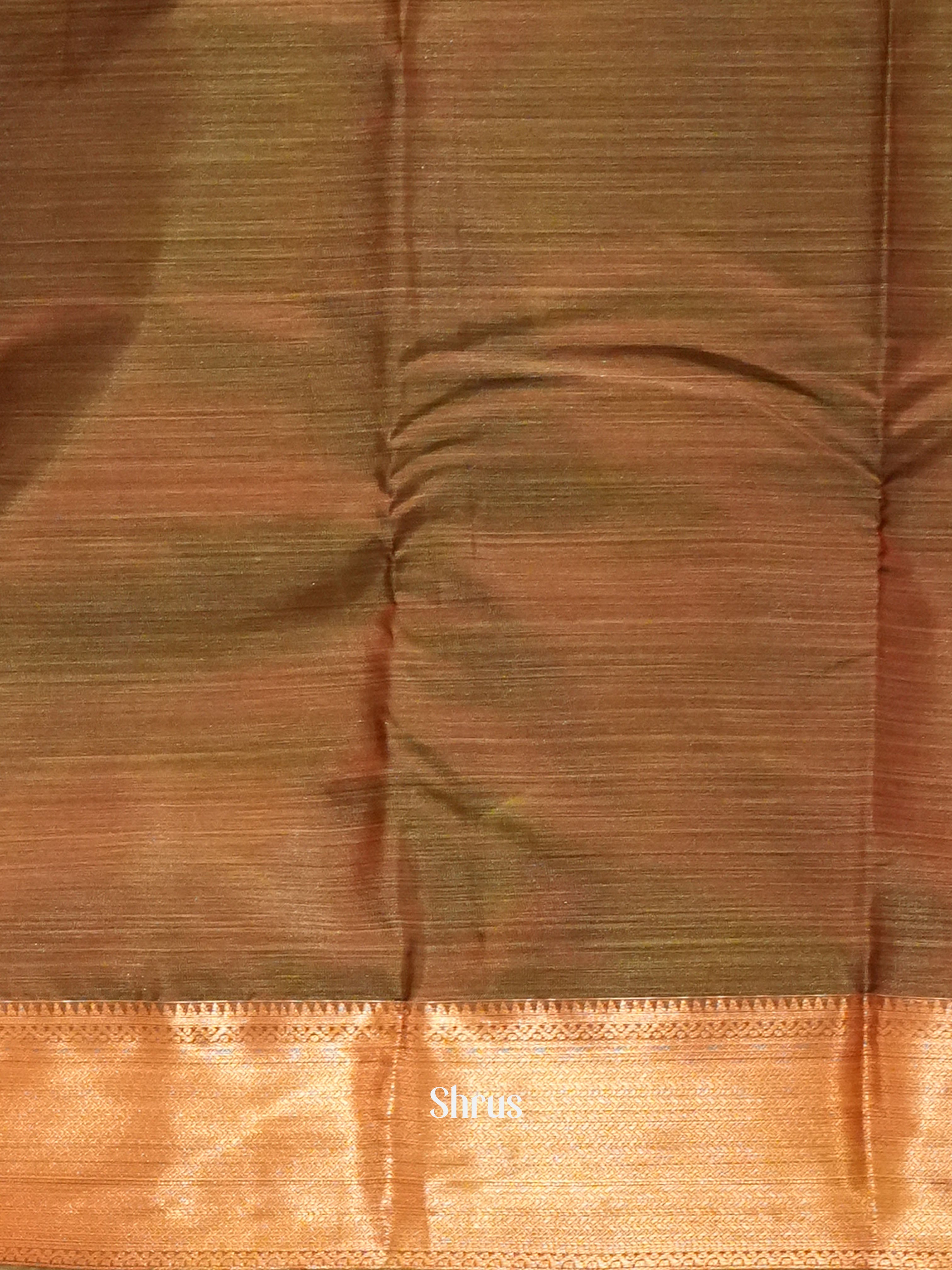 Green & Mehandi - Kanchipuram-half pure  Saree