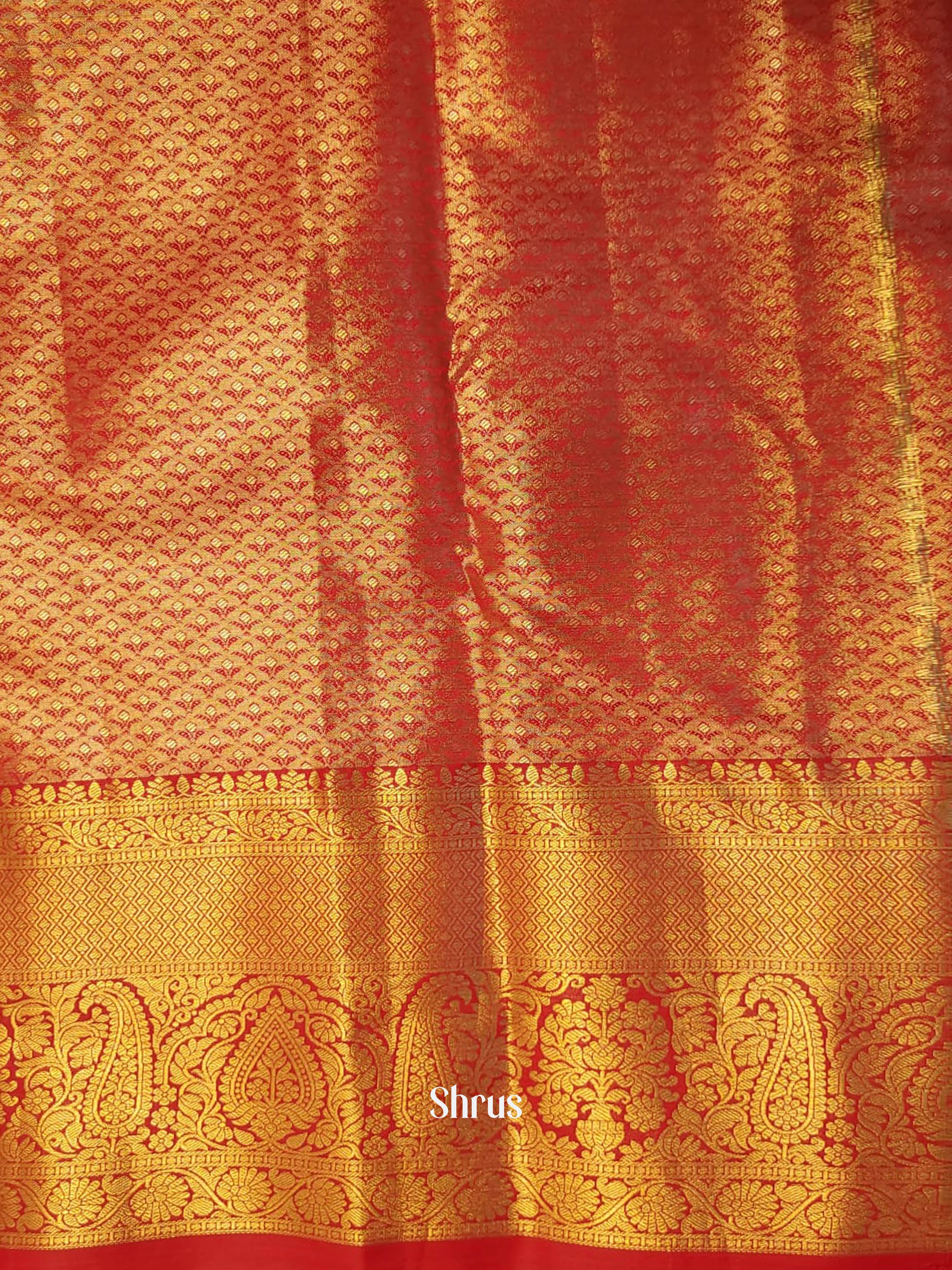 Lite Green & Red - Kanchipuram-halfpure Saree