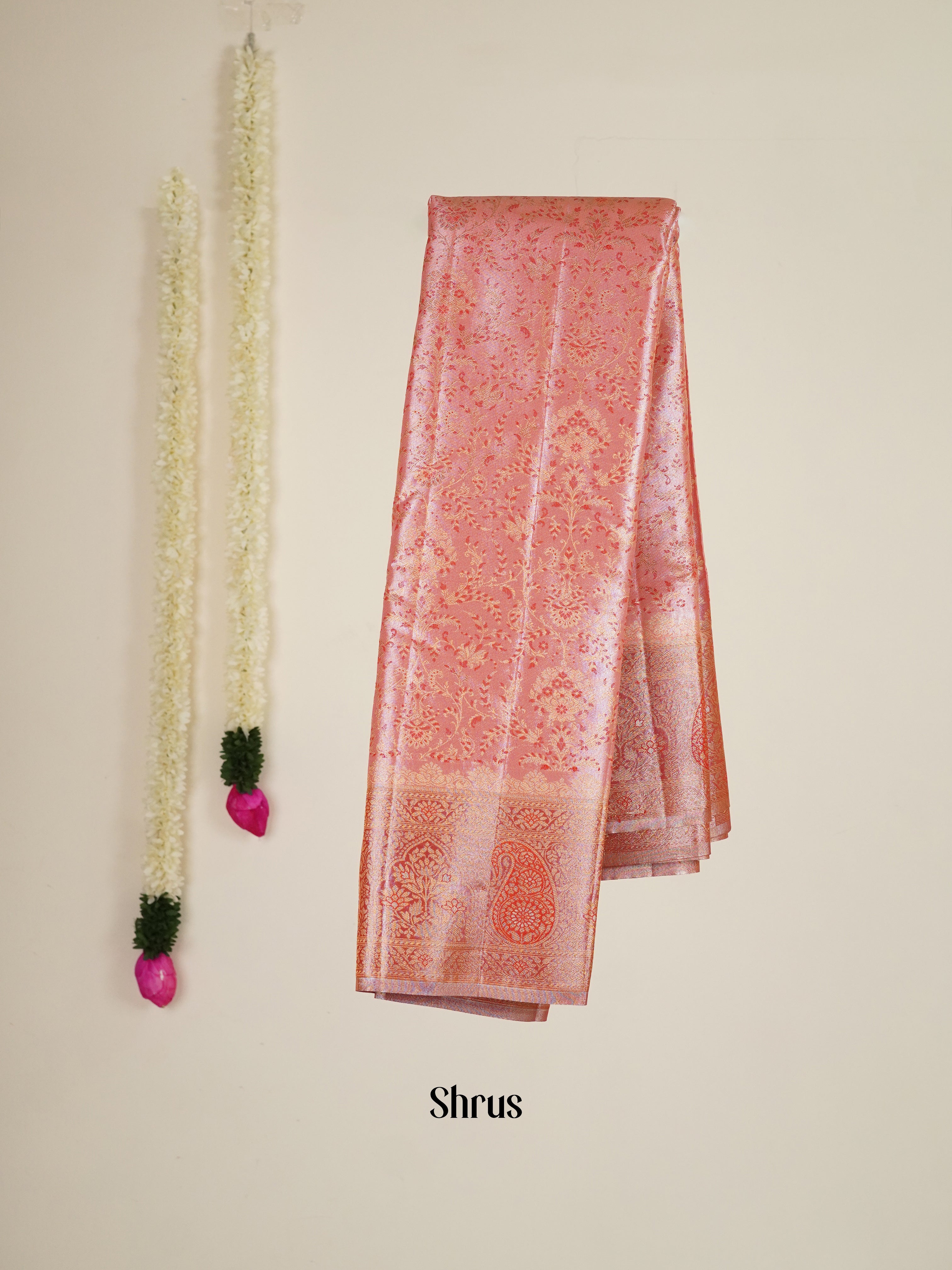 Pink (Single Tone)- Kanchipuram-halfpure Saree