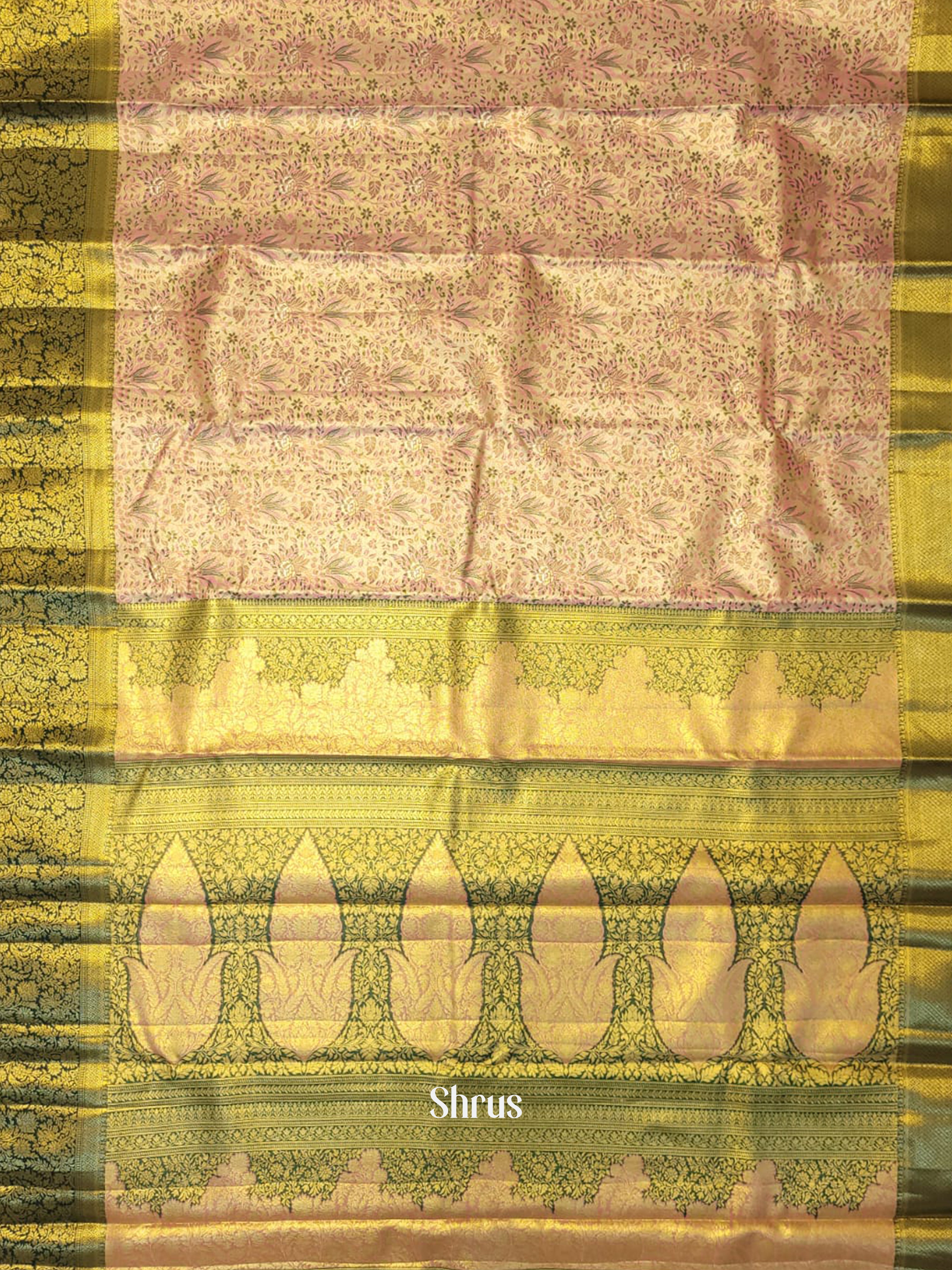 Pink & Green - Kanchipuram-halfpure Saree