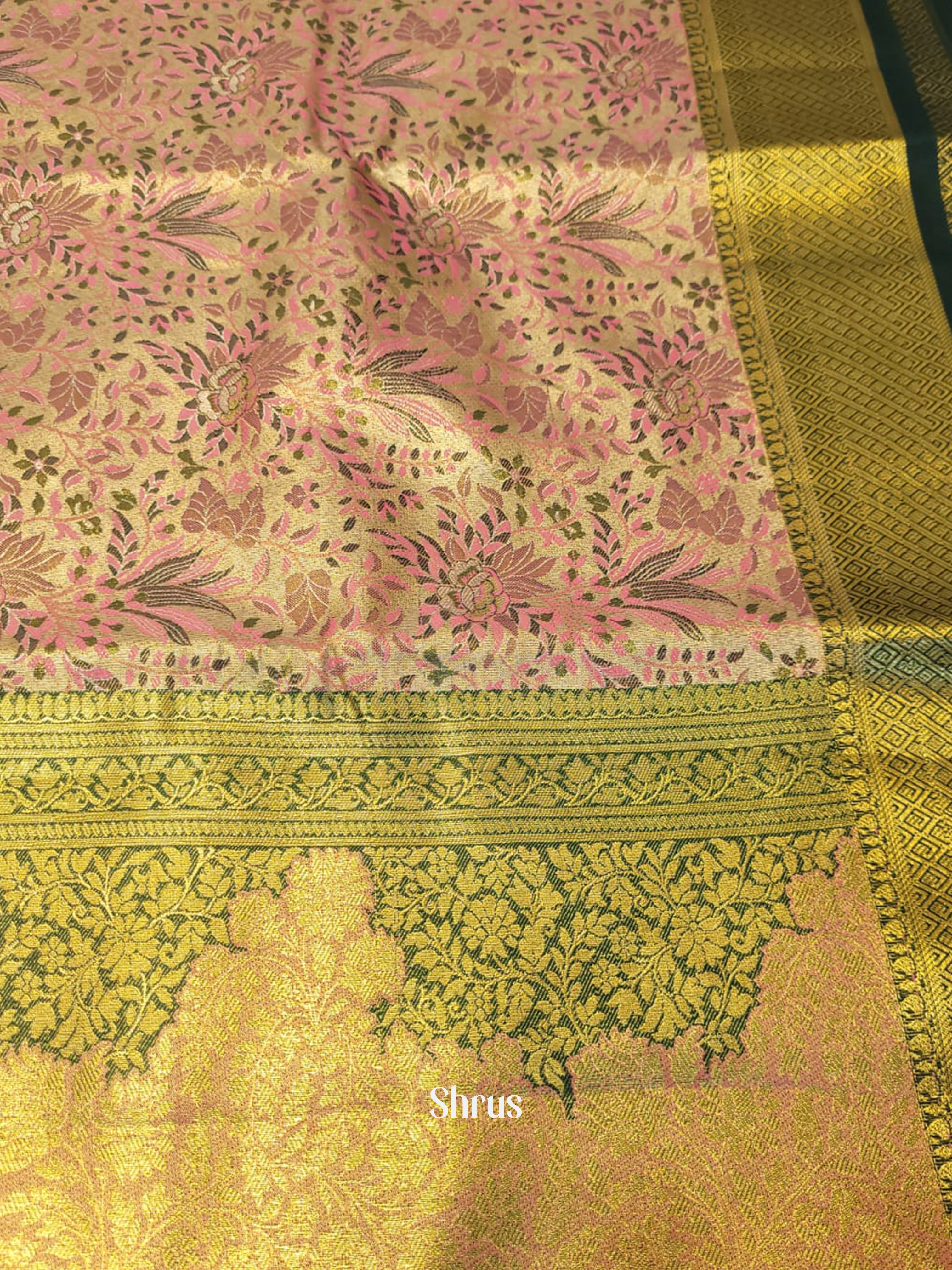 Pink & Green - Kanchipuram-halfpure Saree