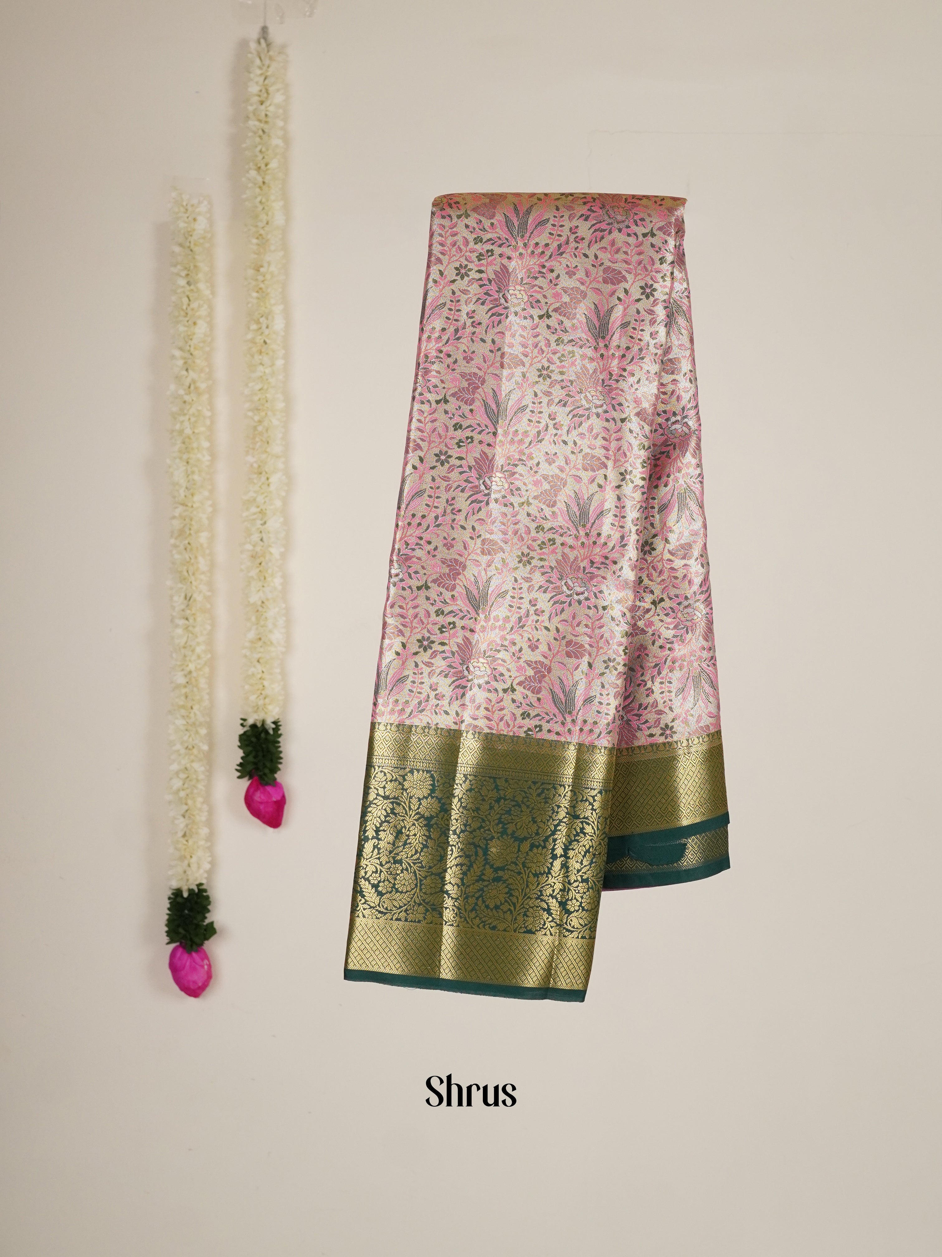 Pink & Green - Kanchipuram-halfpure Saree