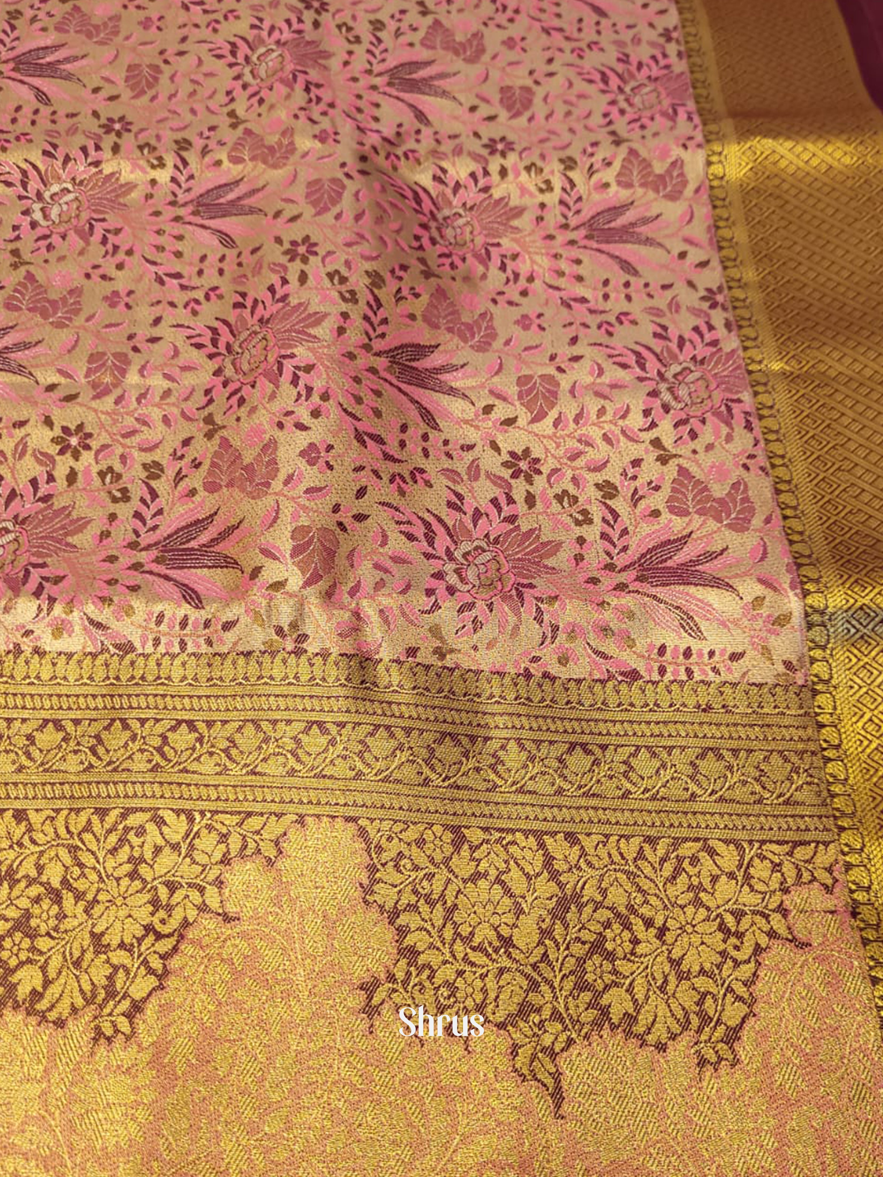 Pink & Wine - Kanchipuram-halfpure Saree