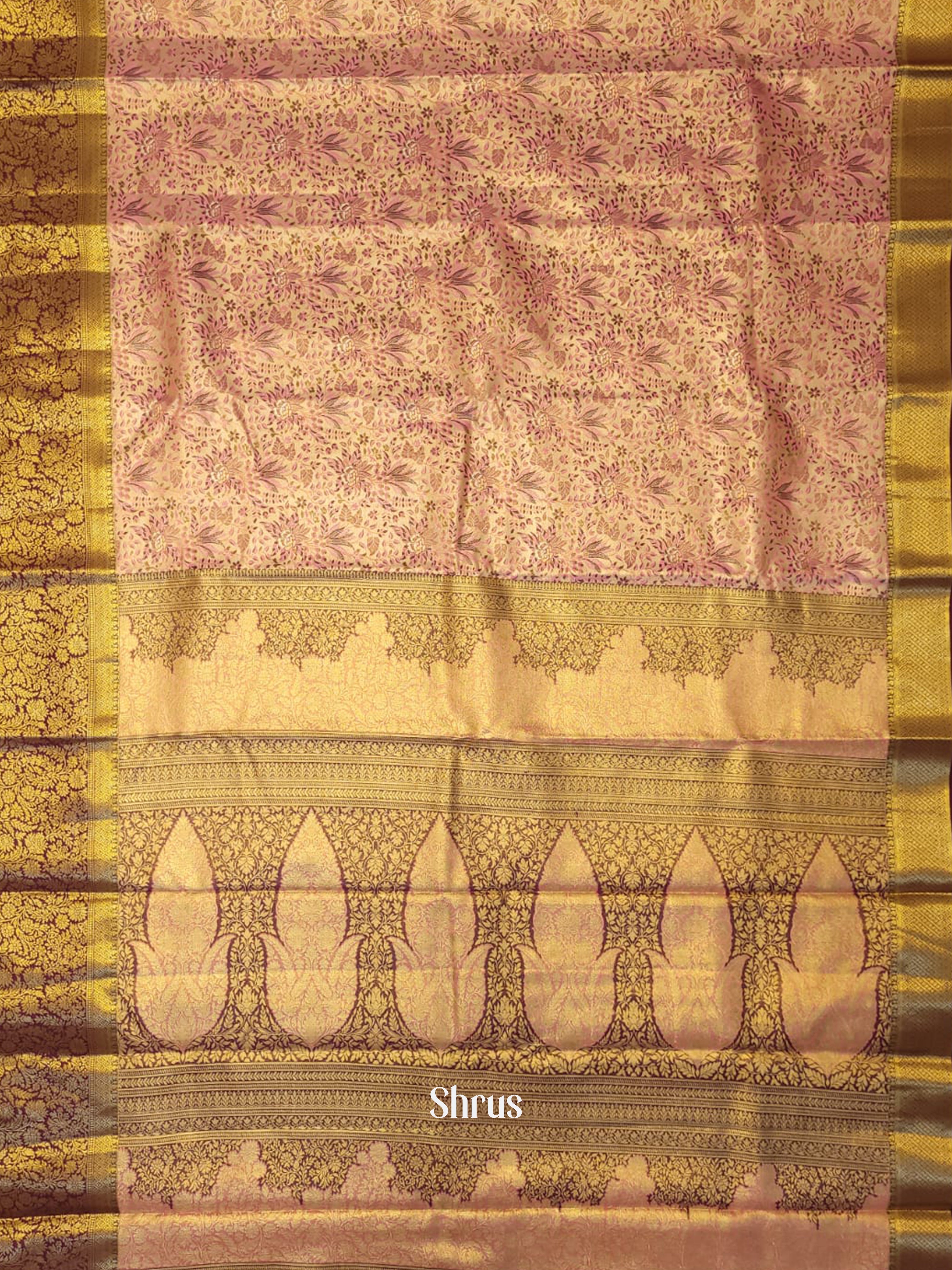 Pink & Wine - Kanchipuram-halfpure Saree