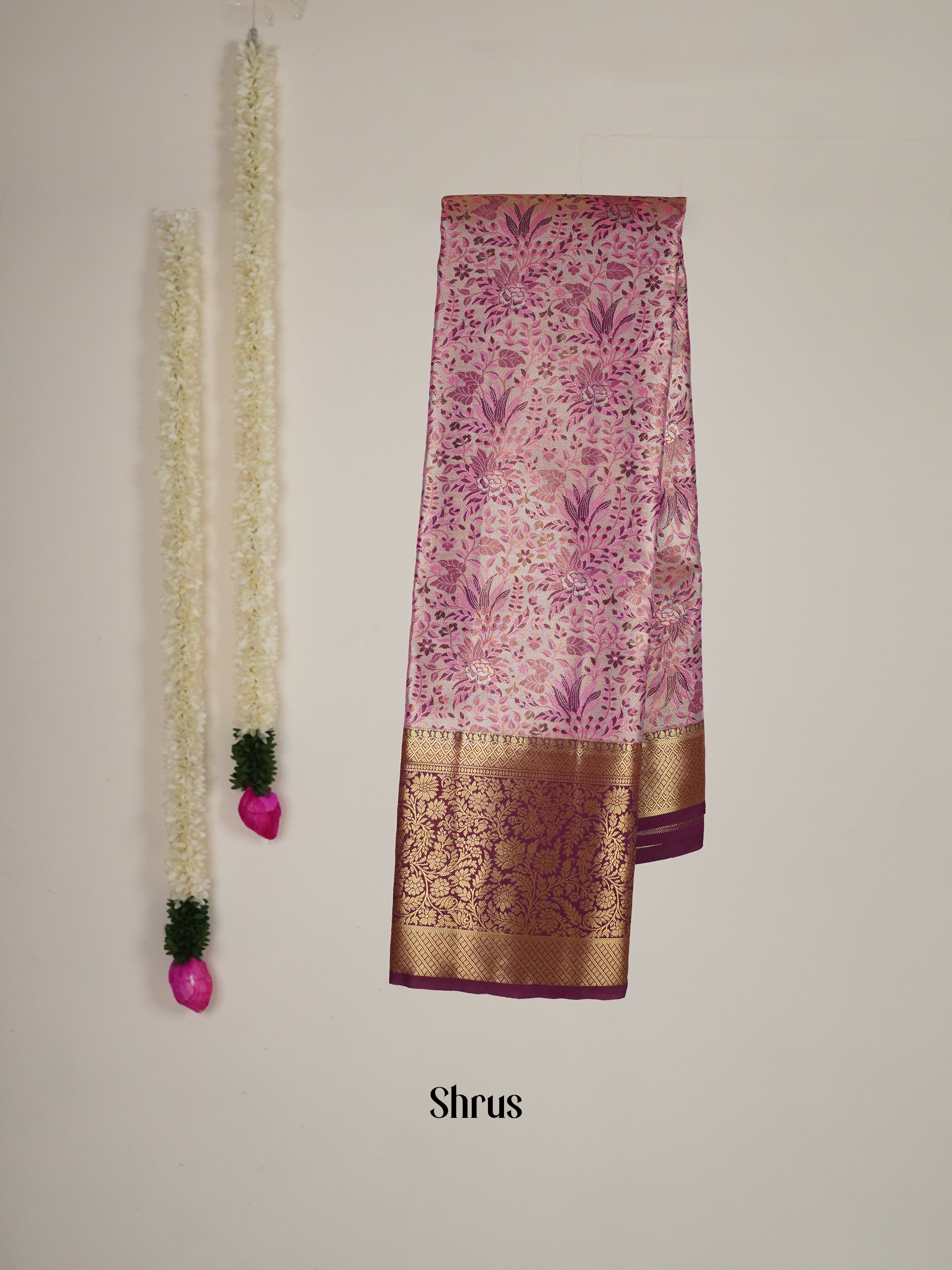 Pink & Wine - Kanchipuram-halfpure Saree