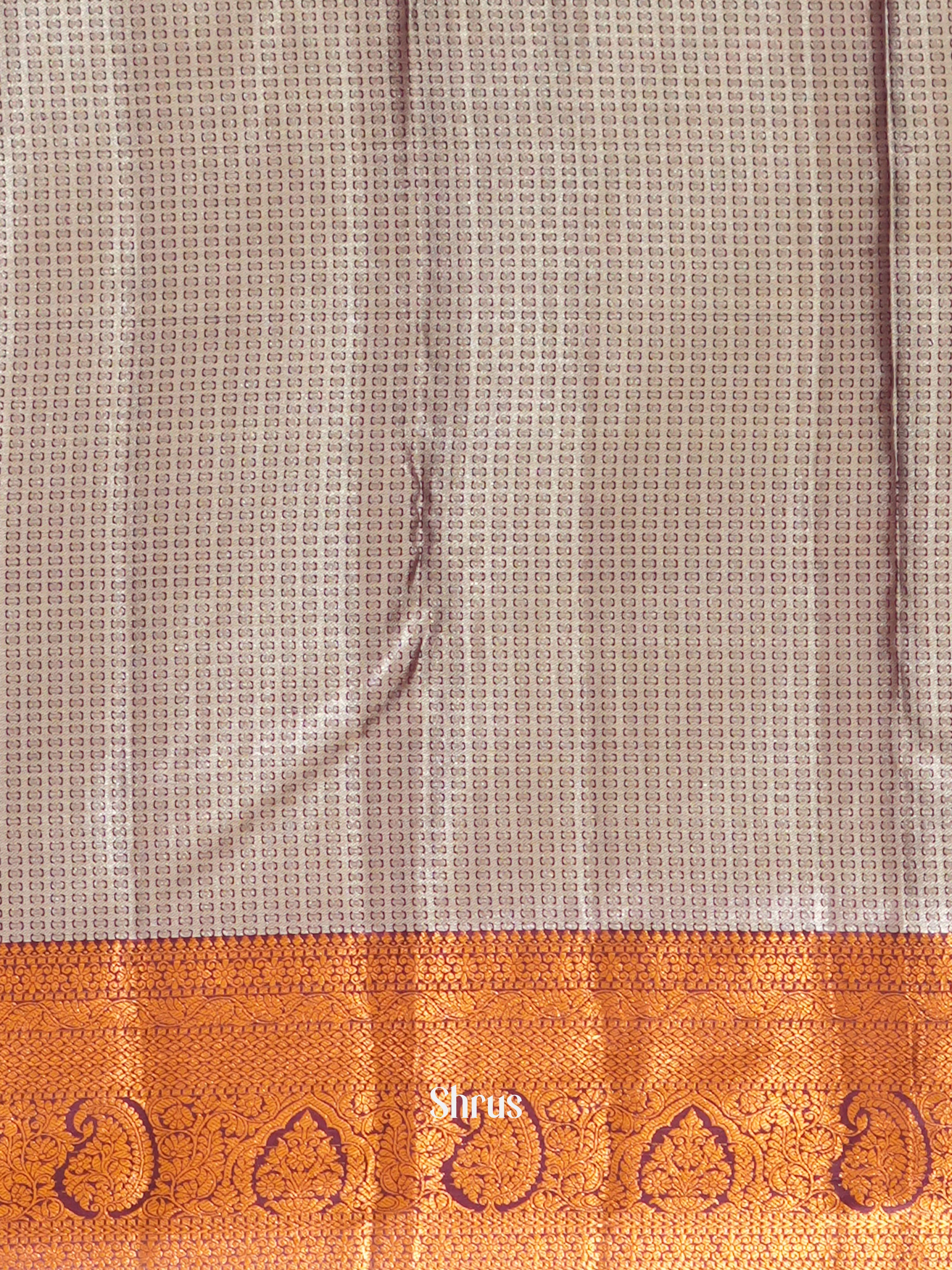 Greenish Gold  & Purple - Kanchipuram-halfpure Saree