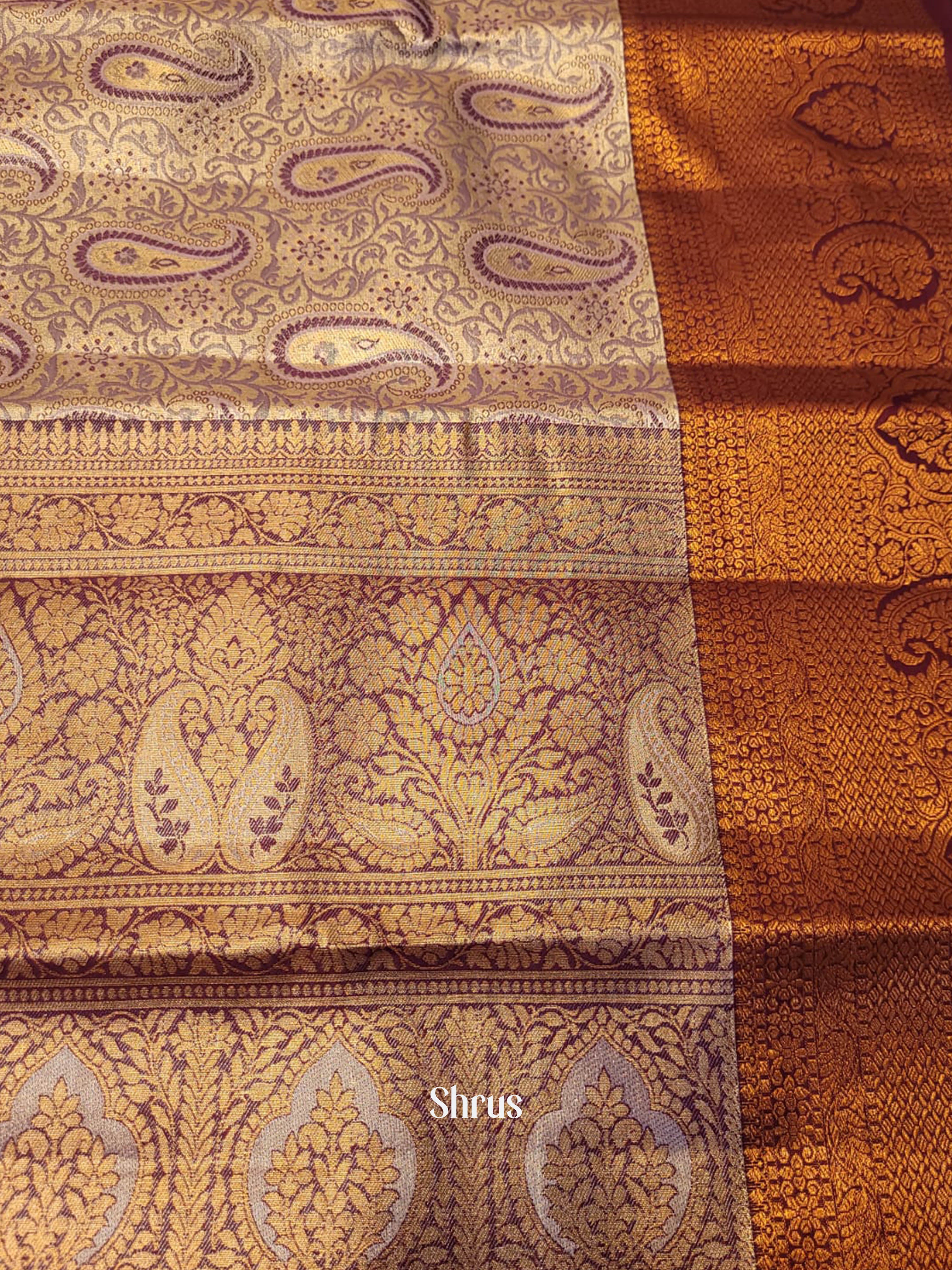 Lavender & Wine - Kanchipuram-halfpure Saree