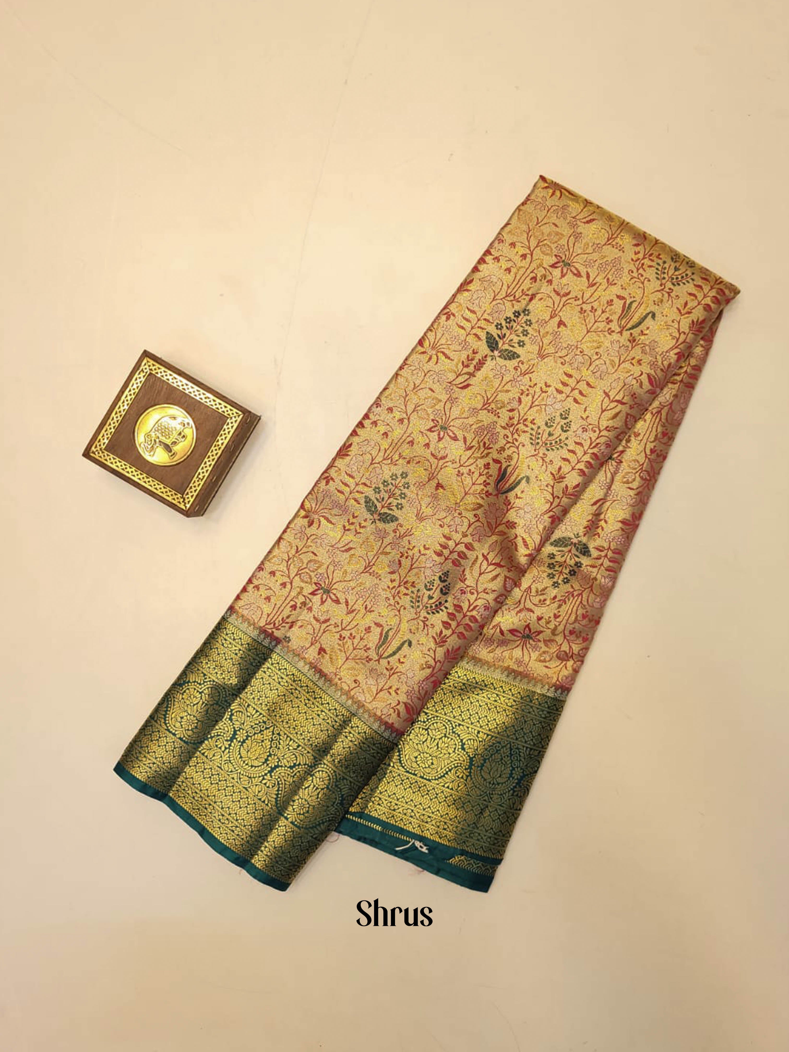 Pink & Green - Kanchipuram-halfpure Saree