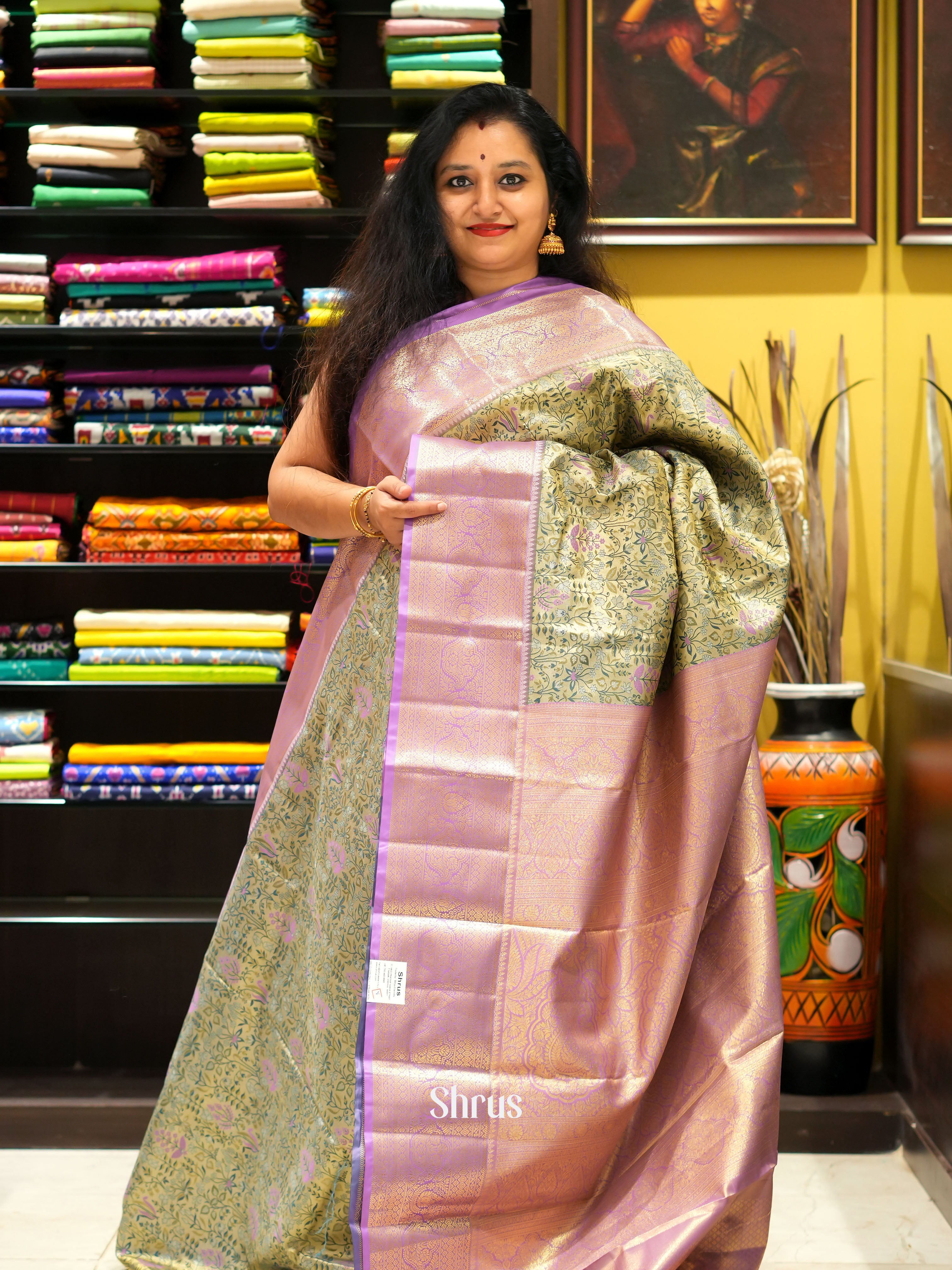 Green & Pink - Kanchipuram-halfpure Saree