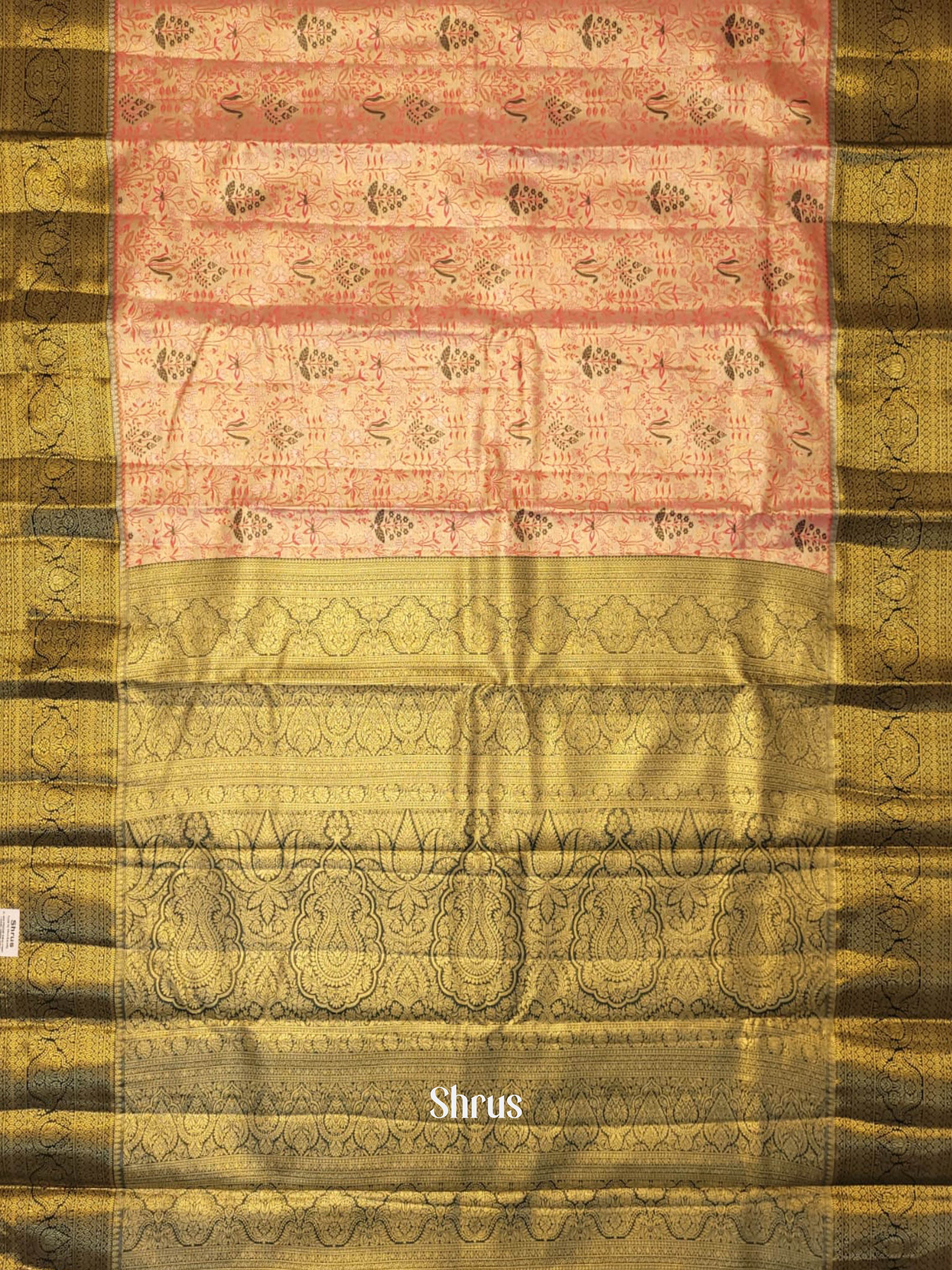 Lite Pink & Green - Kanchipuram-halfpure Saree