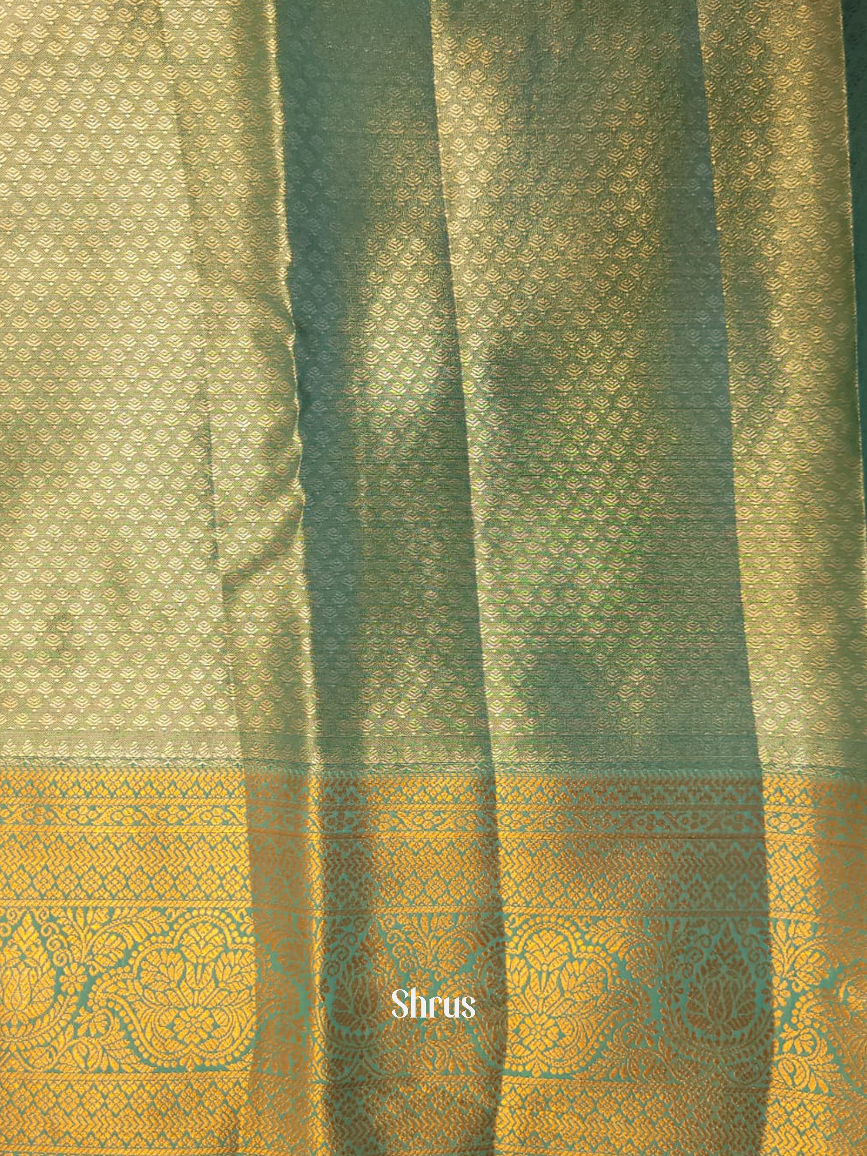 Yellow & Green - Kanchipuram-halfpure Saree