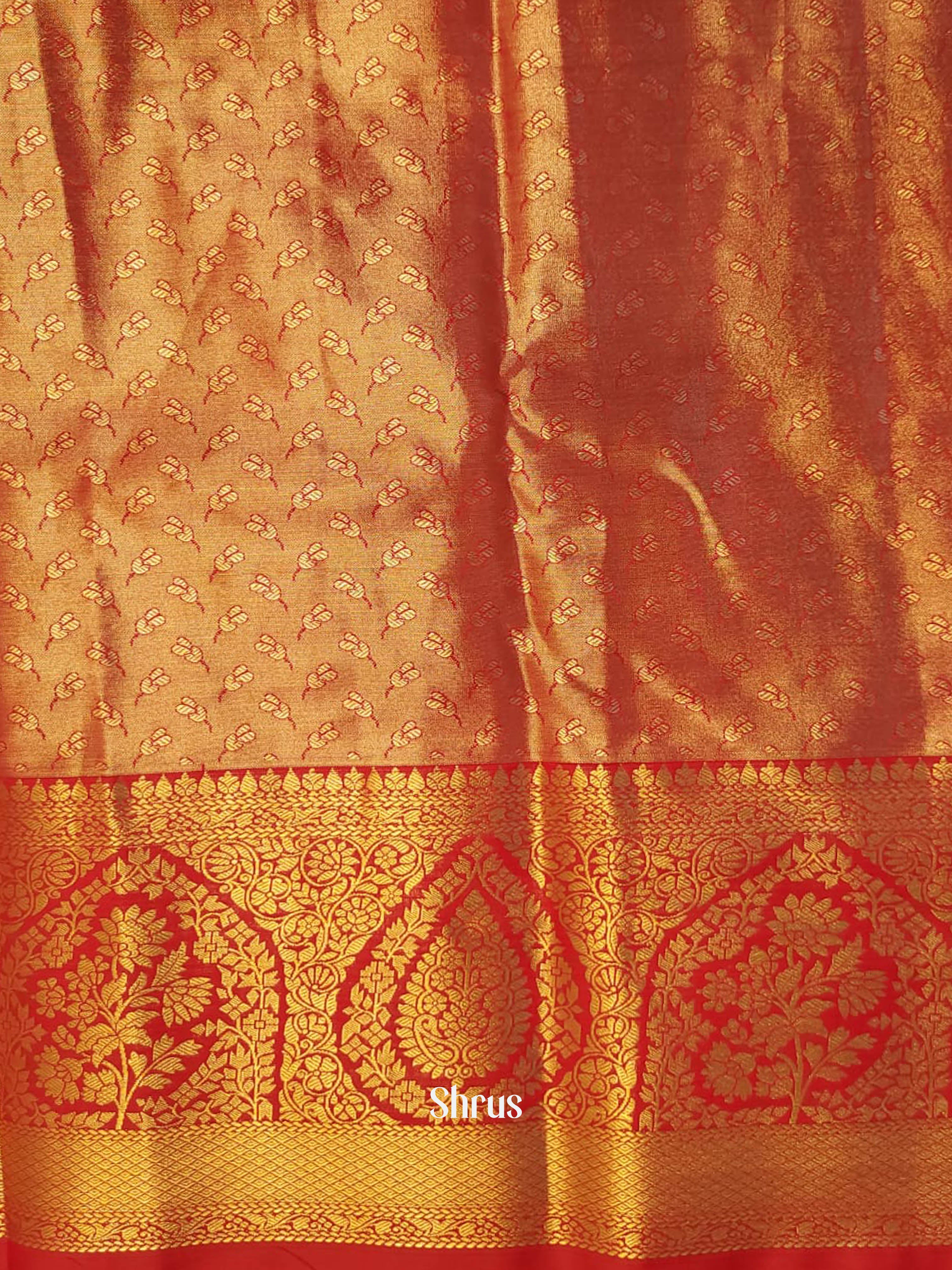 Green & Red - Kanchipuram-halfpure Saree