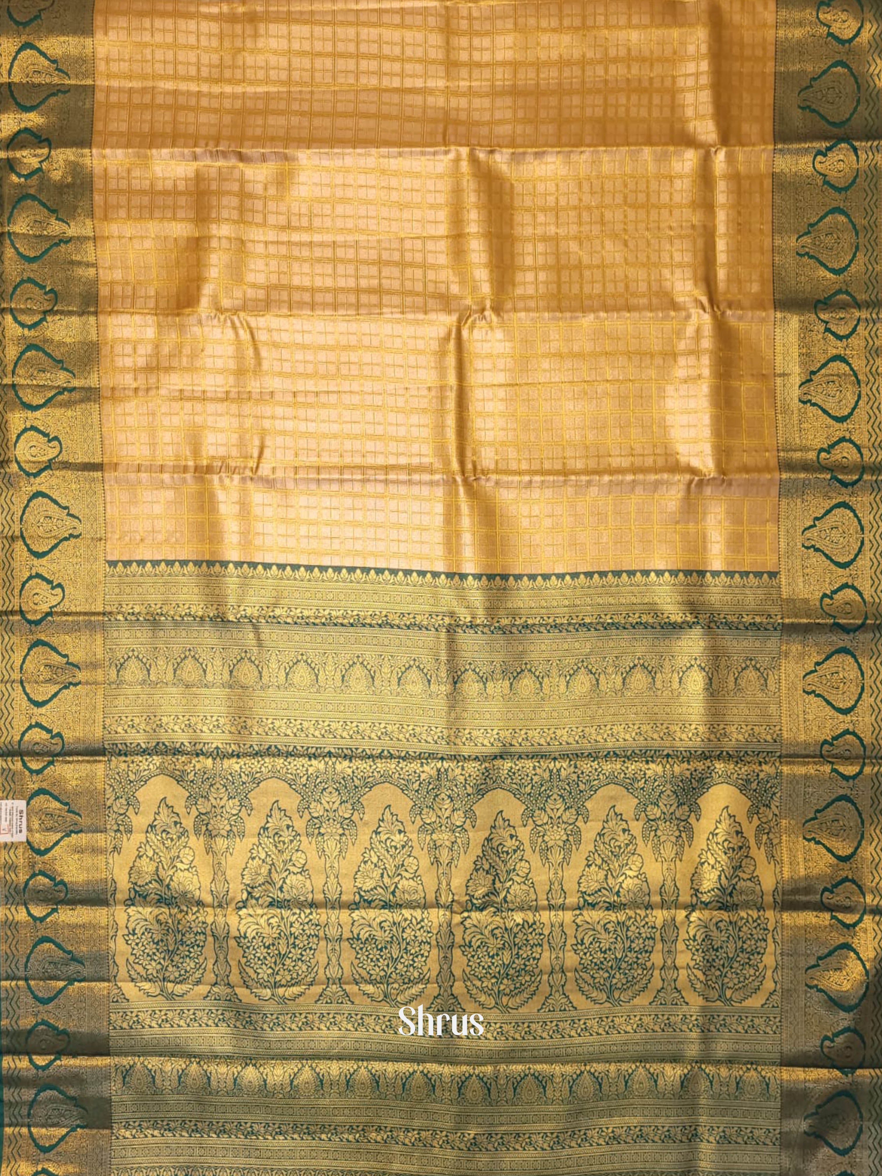 Peach & Green - Kanchipuram-halfpure Saree