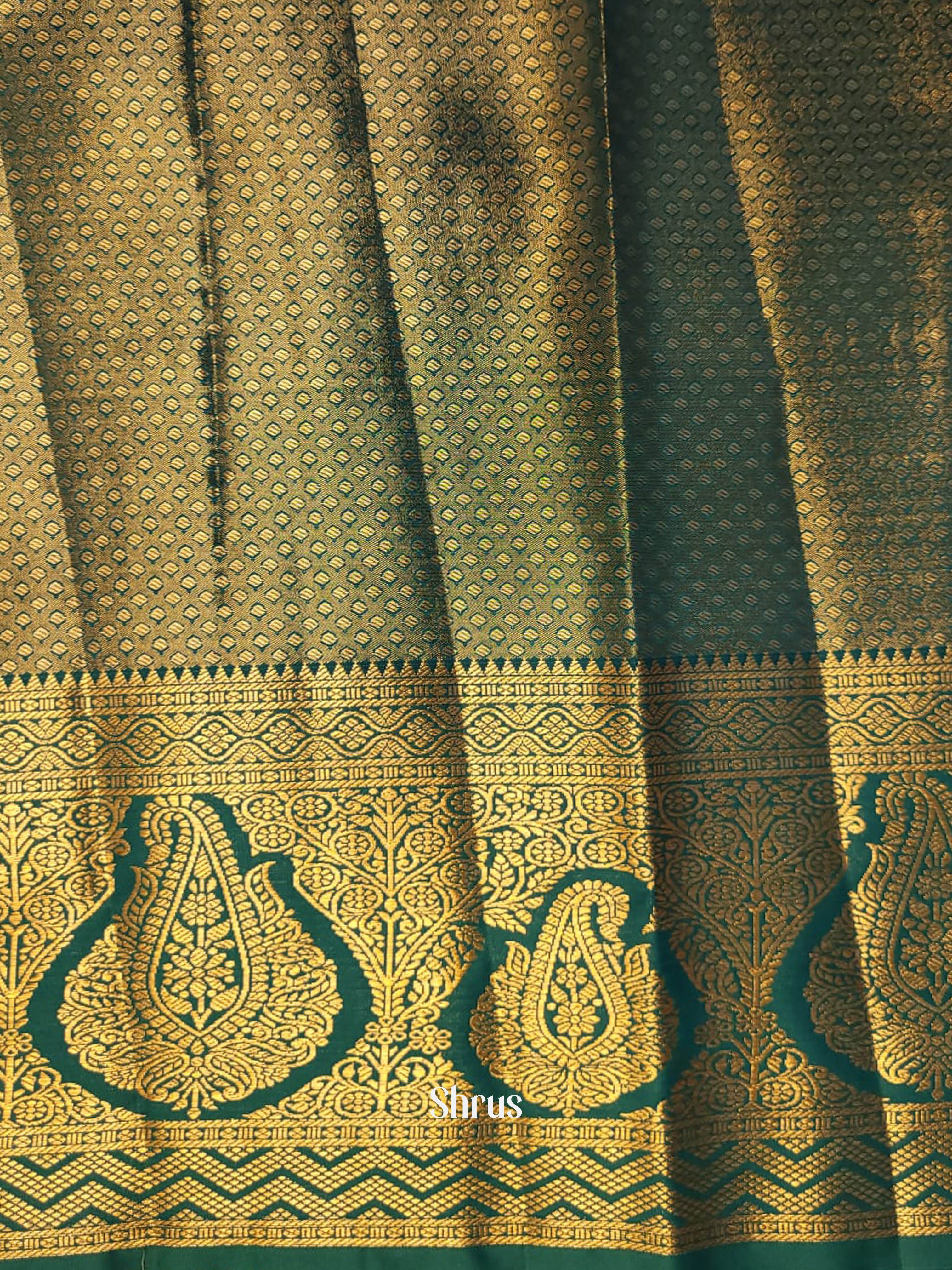 Peach & Green - Kanchipuram-halfpure Saree