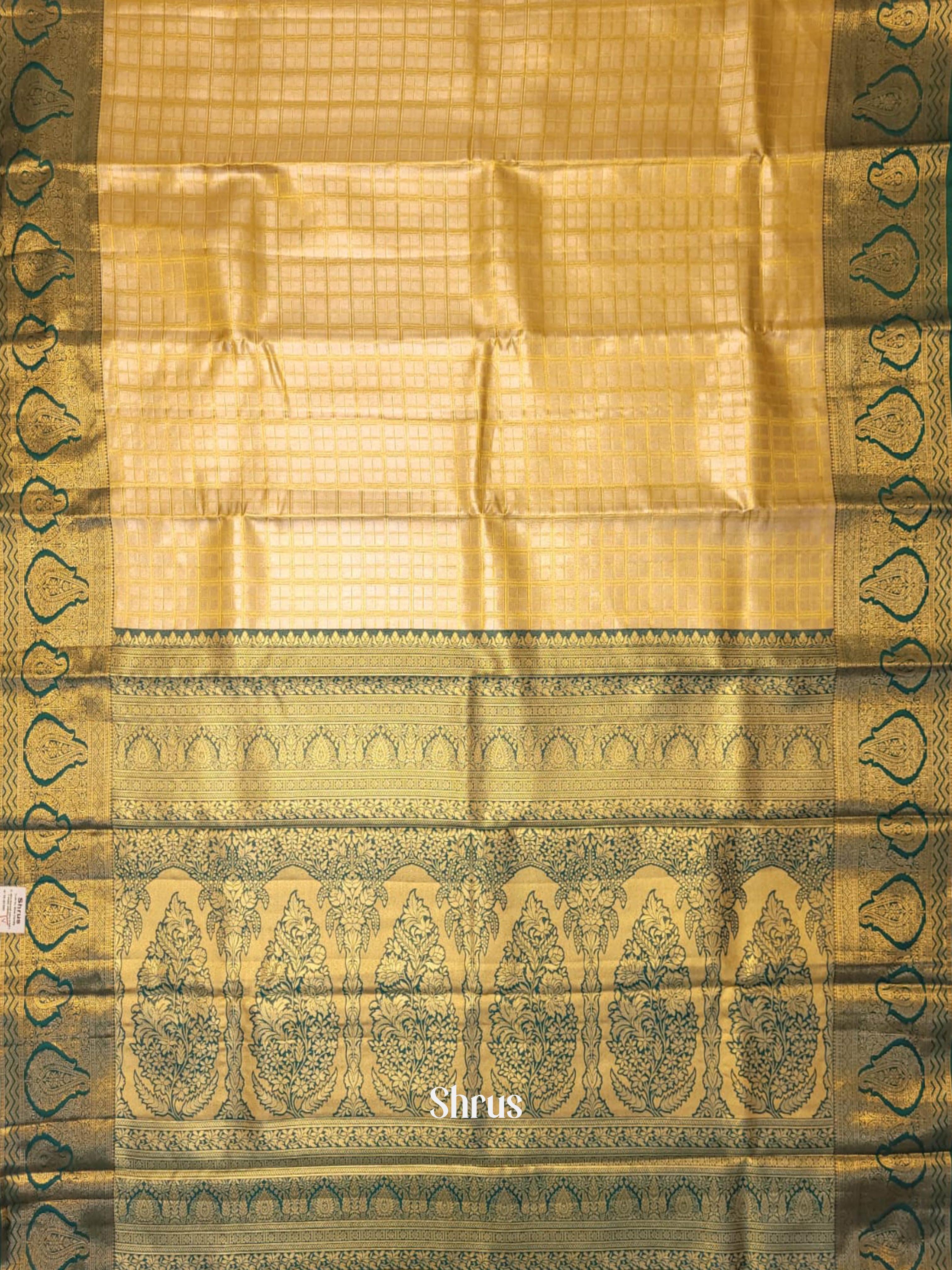 Peach & Green - Kanchipuram-halfpure Saree