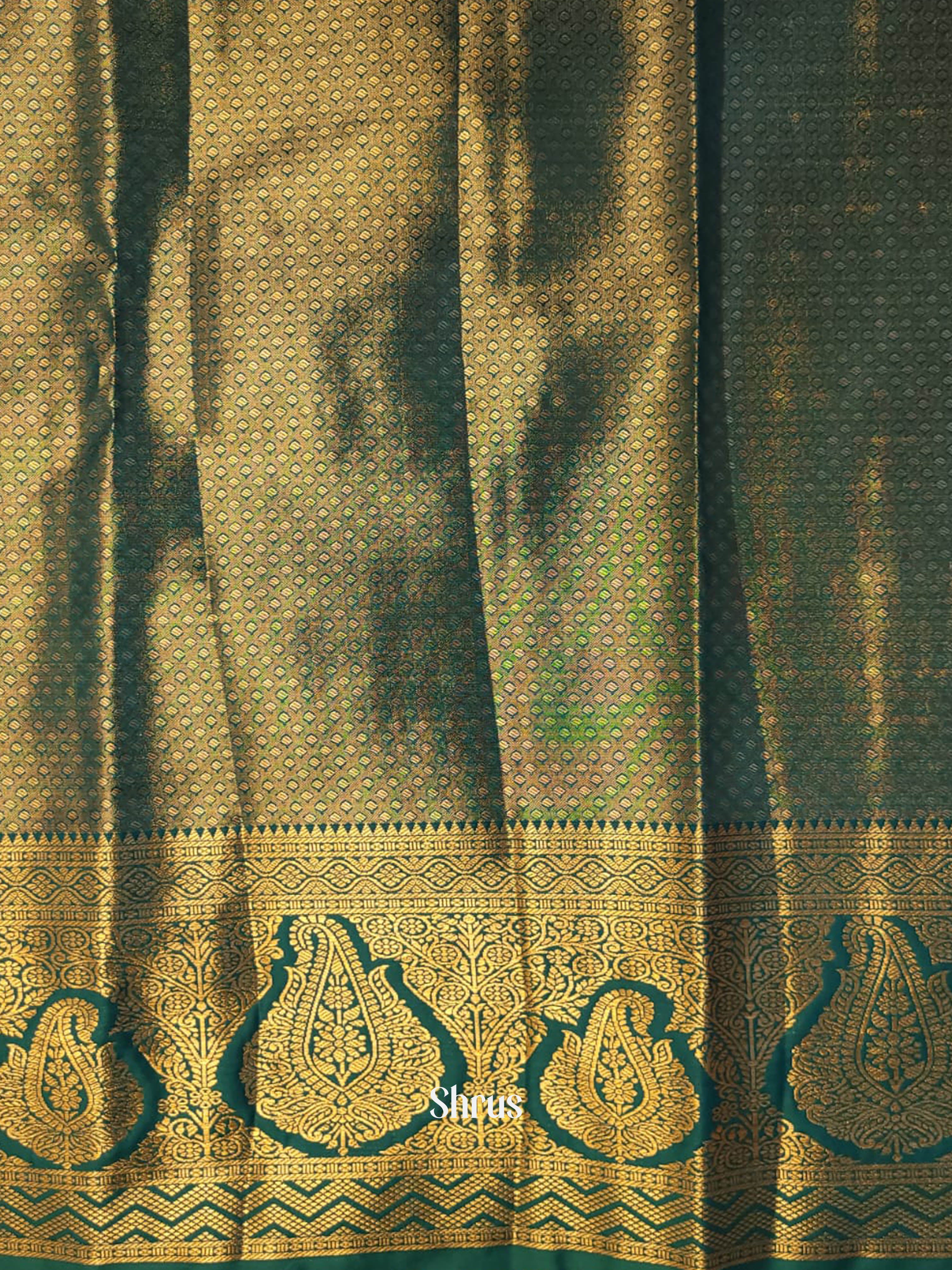 Peach & Green - Kanchipuram-halfpure Saree