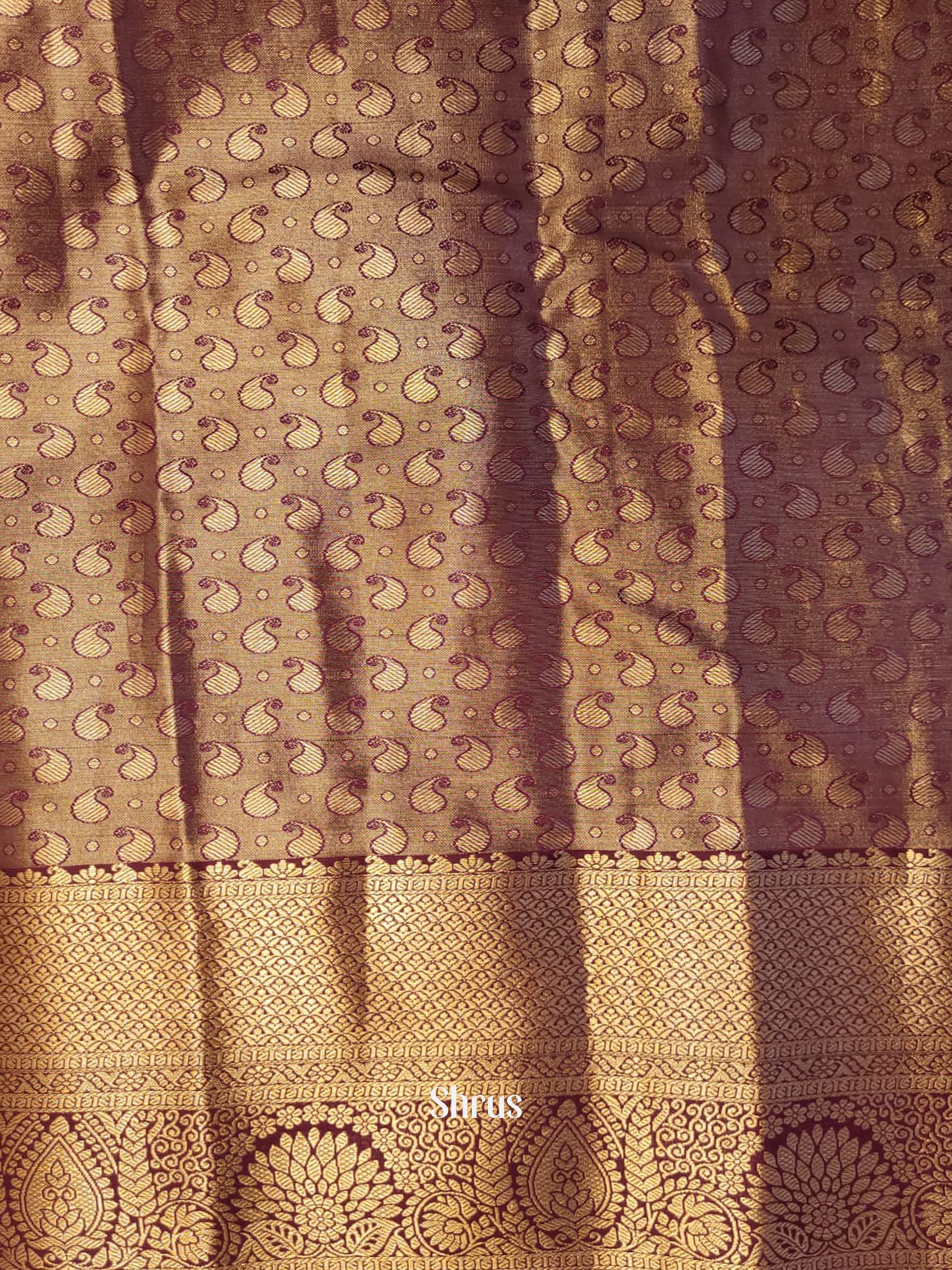 Dusty Pink & Wine - Kanchipuram-halfpure Saree