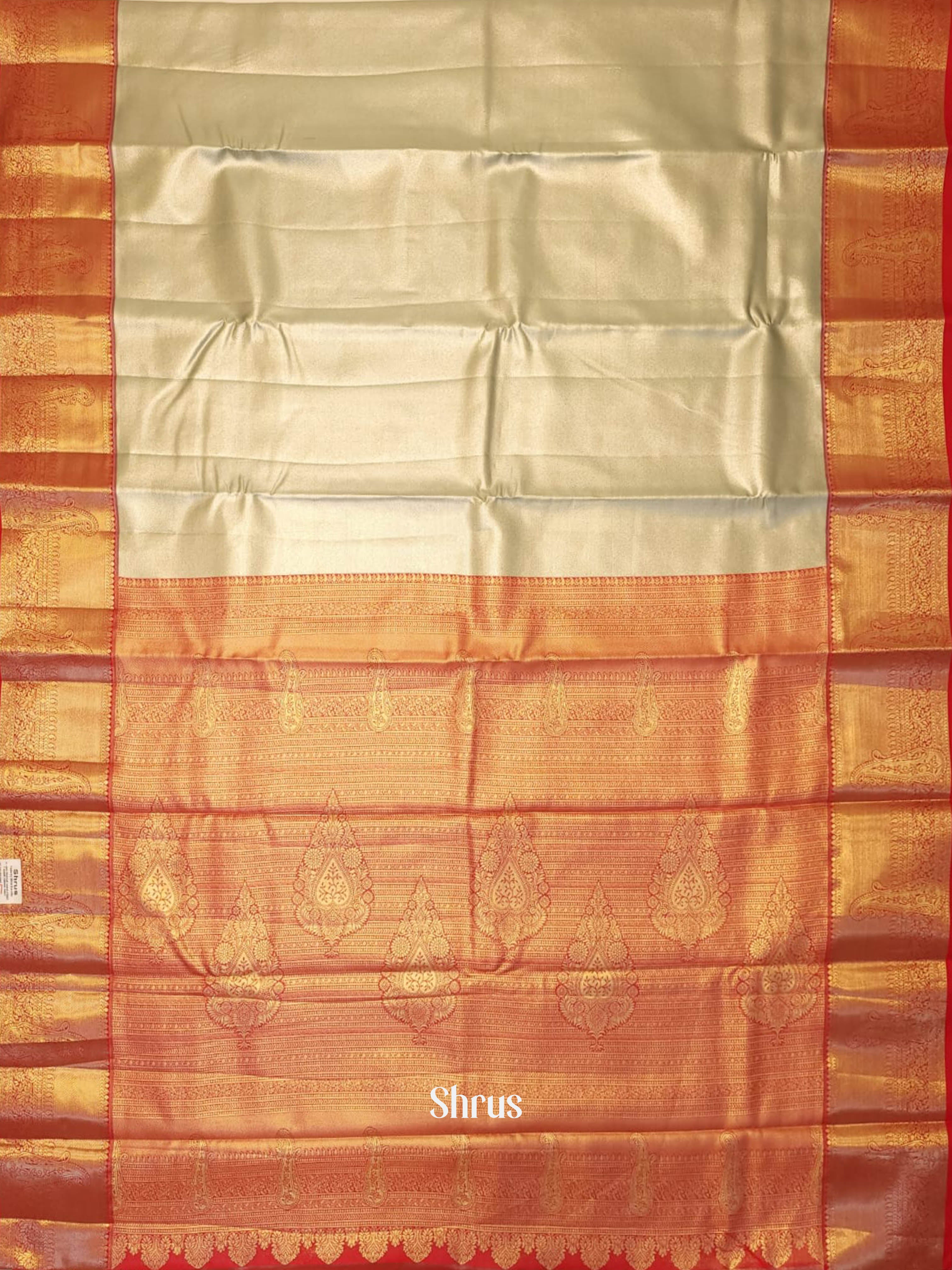 Lite Green & Red - Kanchipuram-halfpure Saree