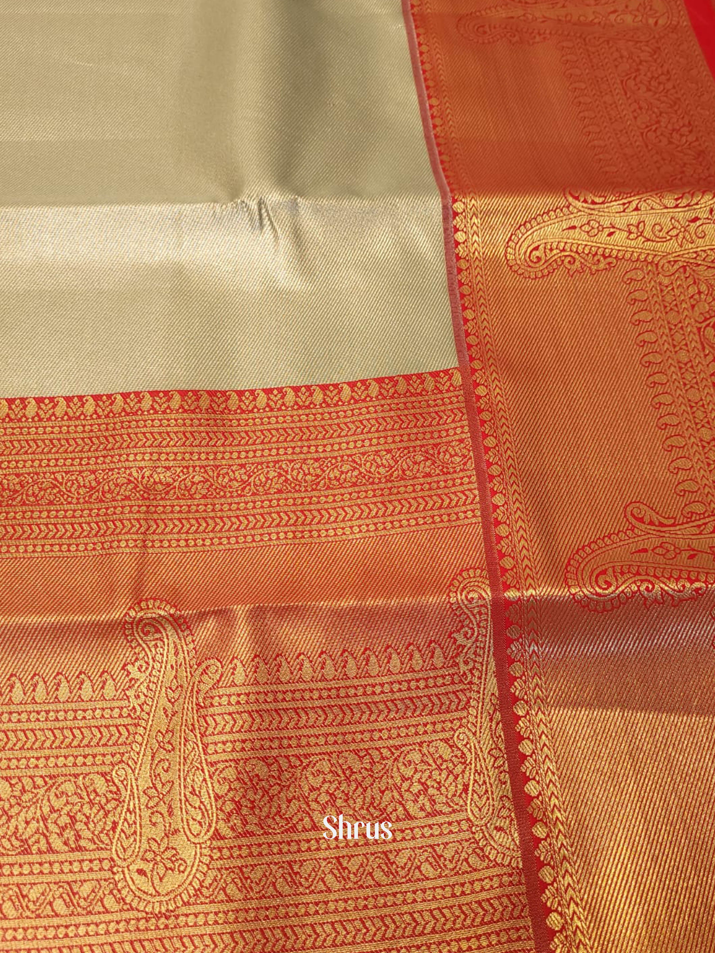 Lite Green & Red - Kanchipuram-halfpure Saree