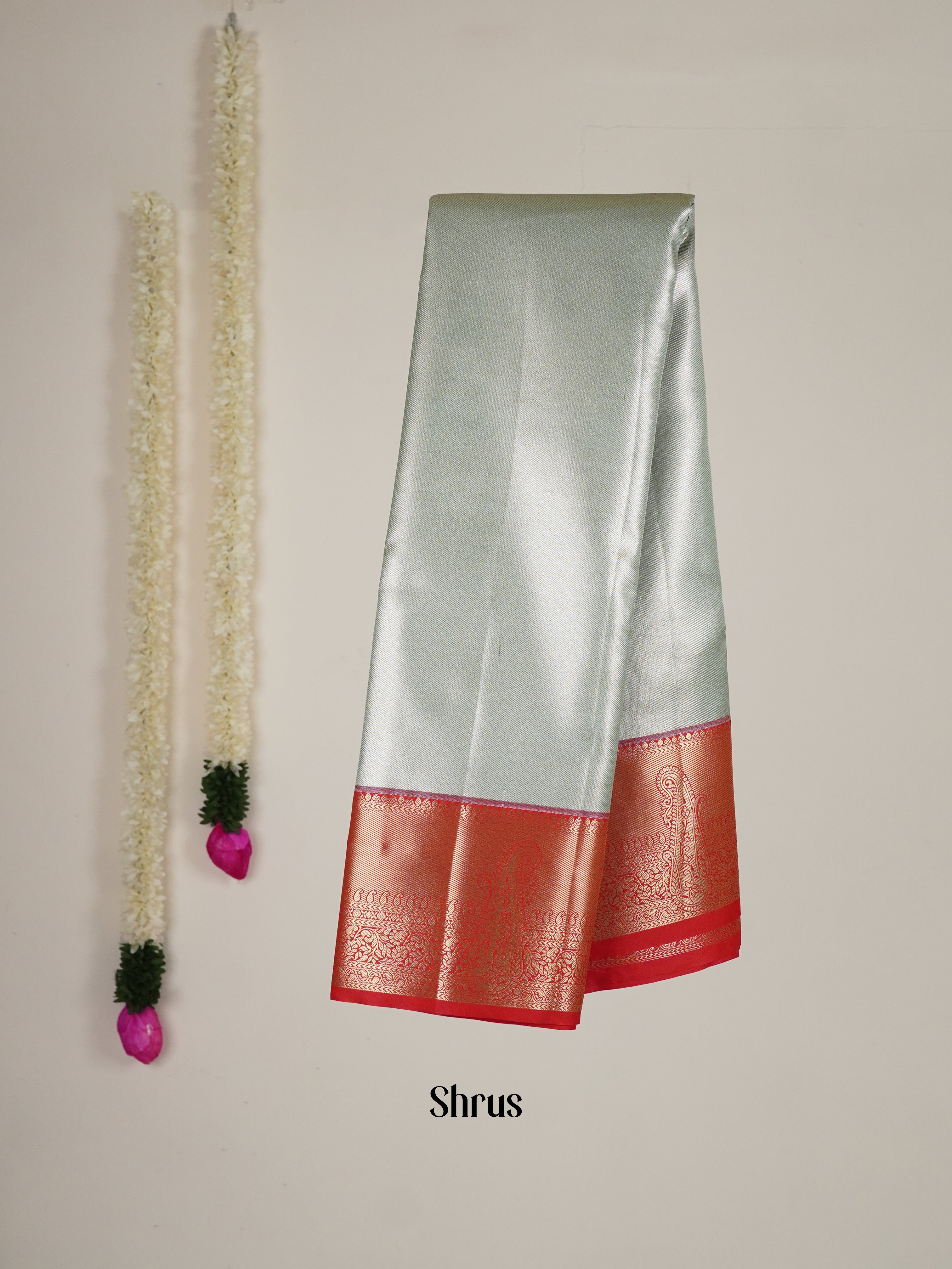 Lite Green & Red - Kanchipuram-halfpure Saree