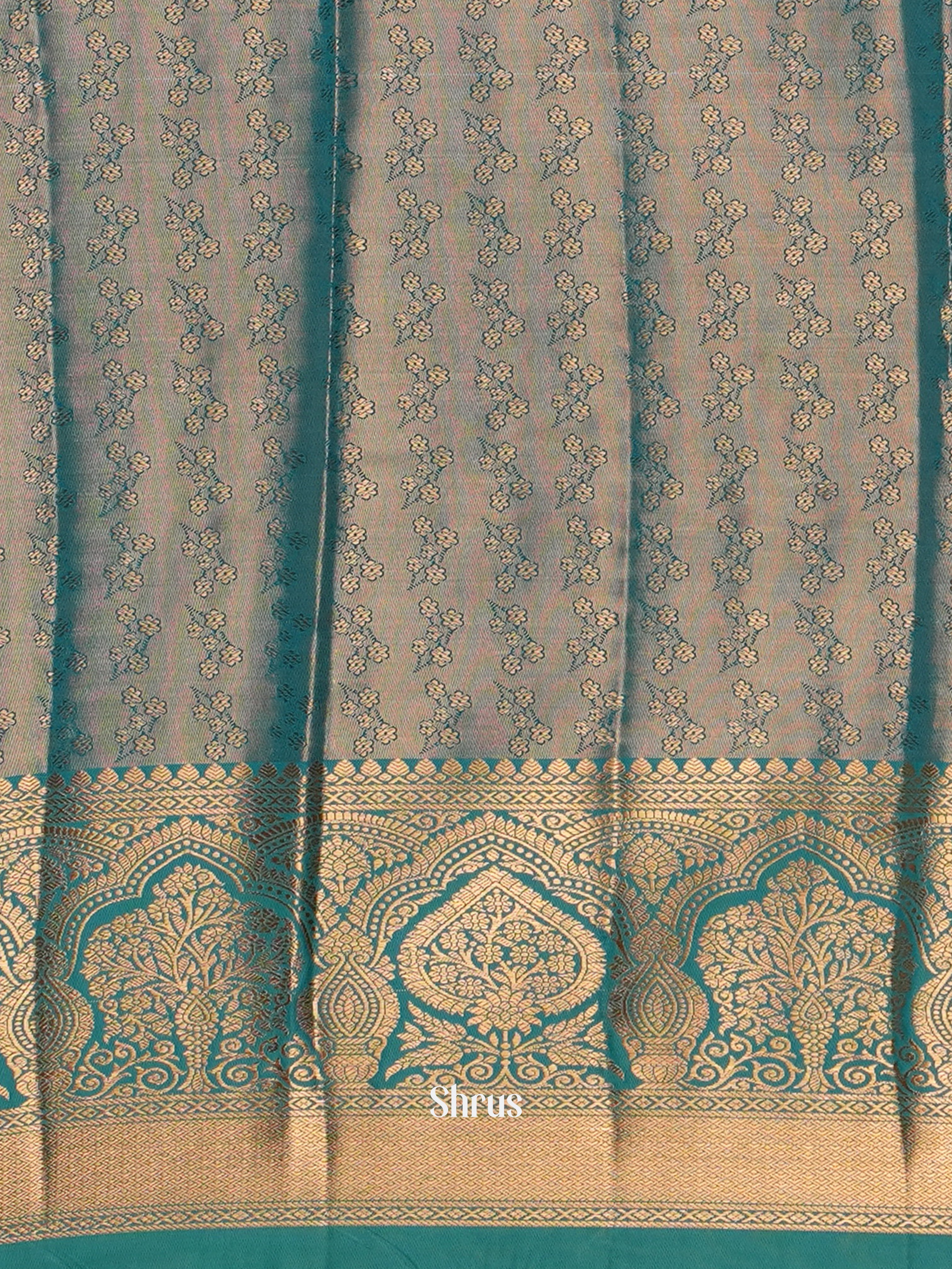 Pink & Teal - Kanchipuram-halfpure Saree