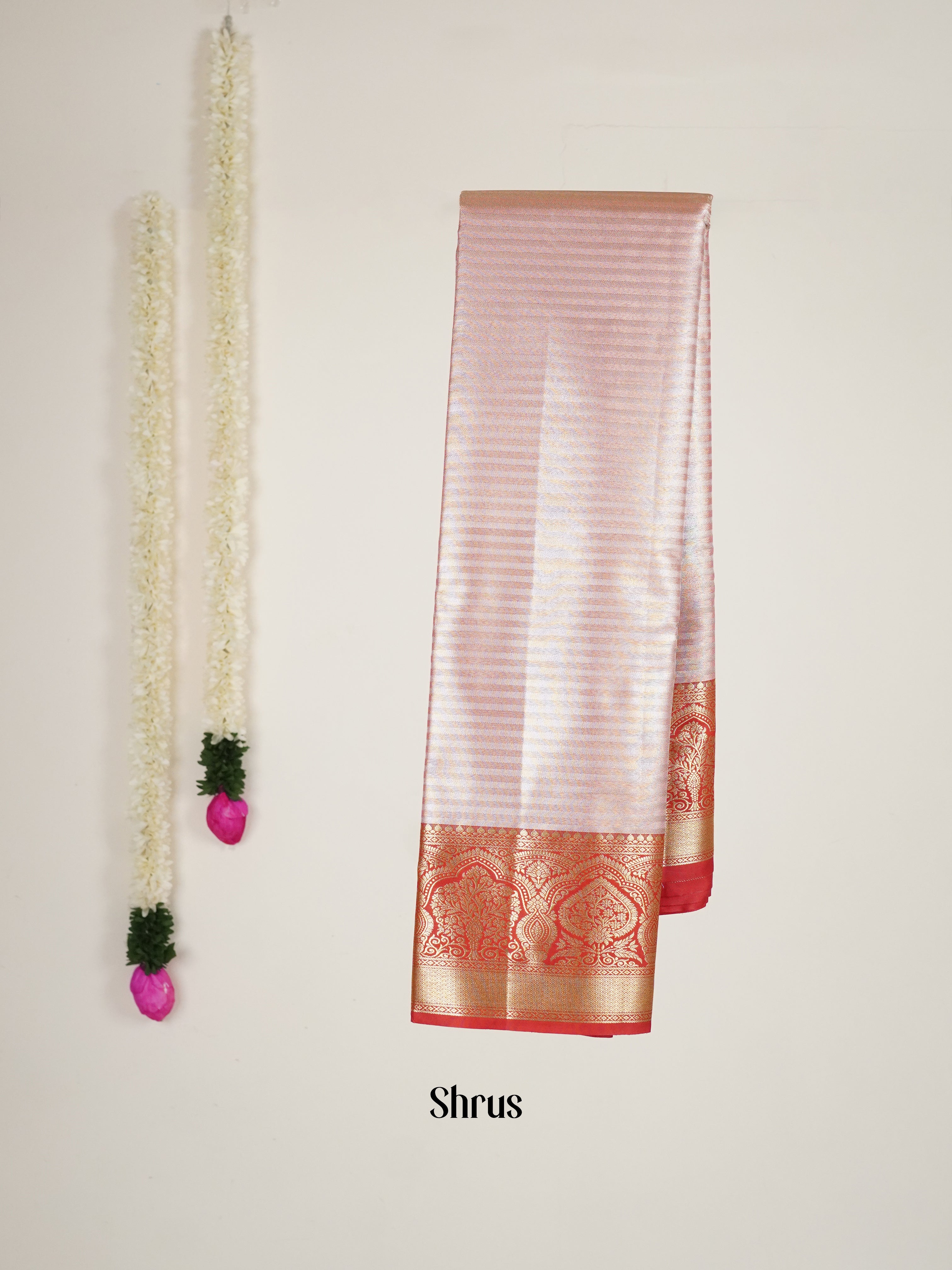 Pink & Red - Kanchipuram-halfpure Saree