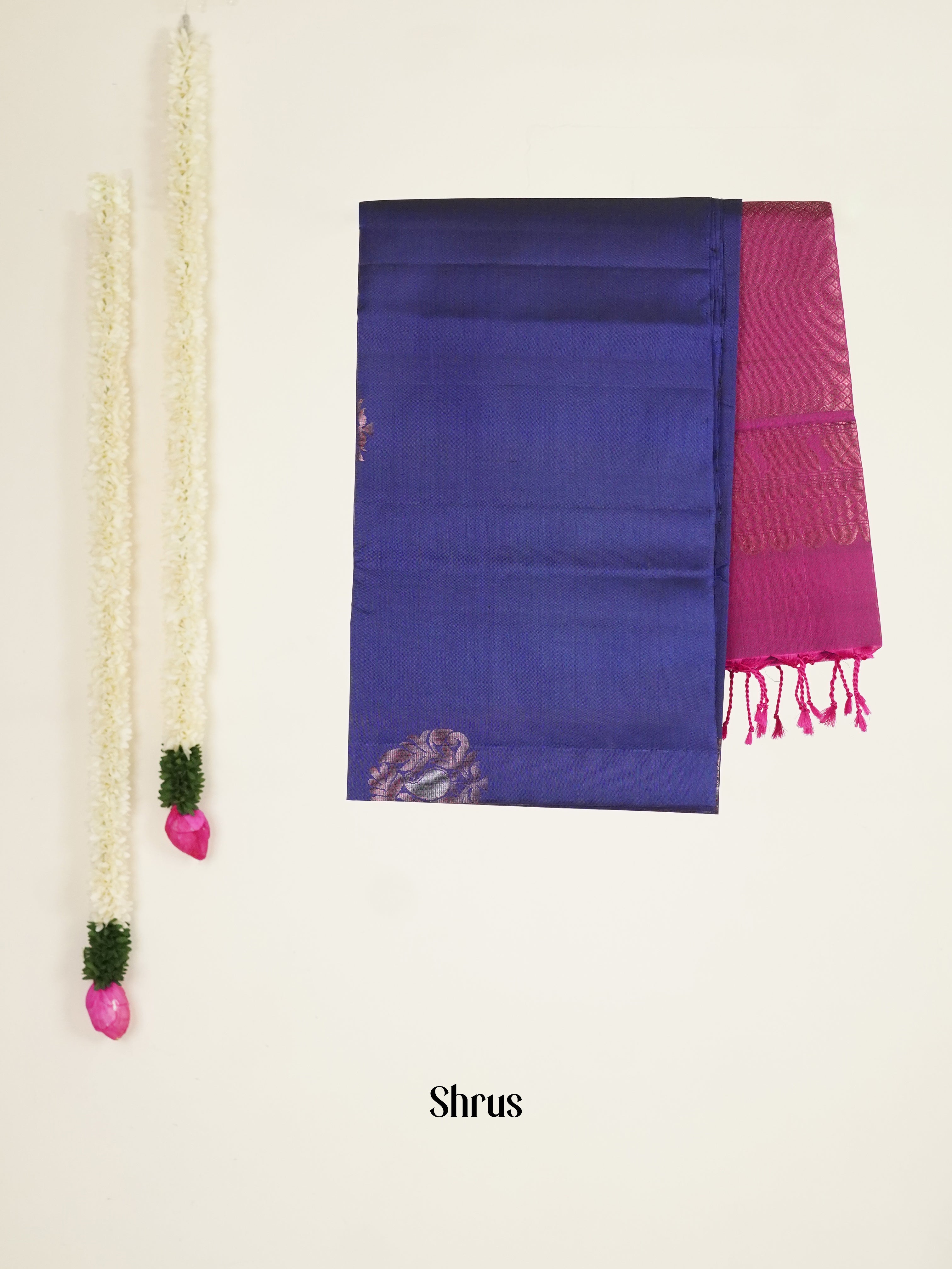 Blue & Maroon - Soft silk-halfpure Saree