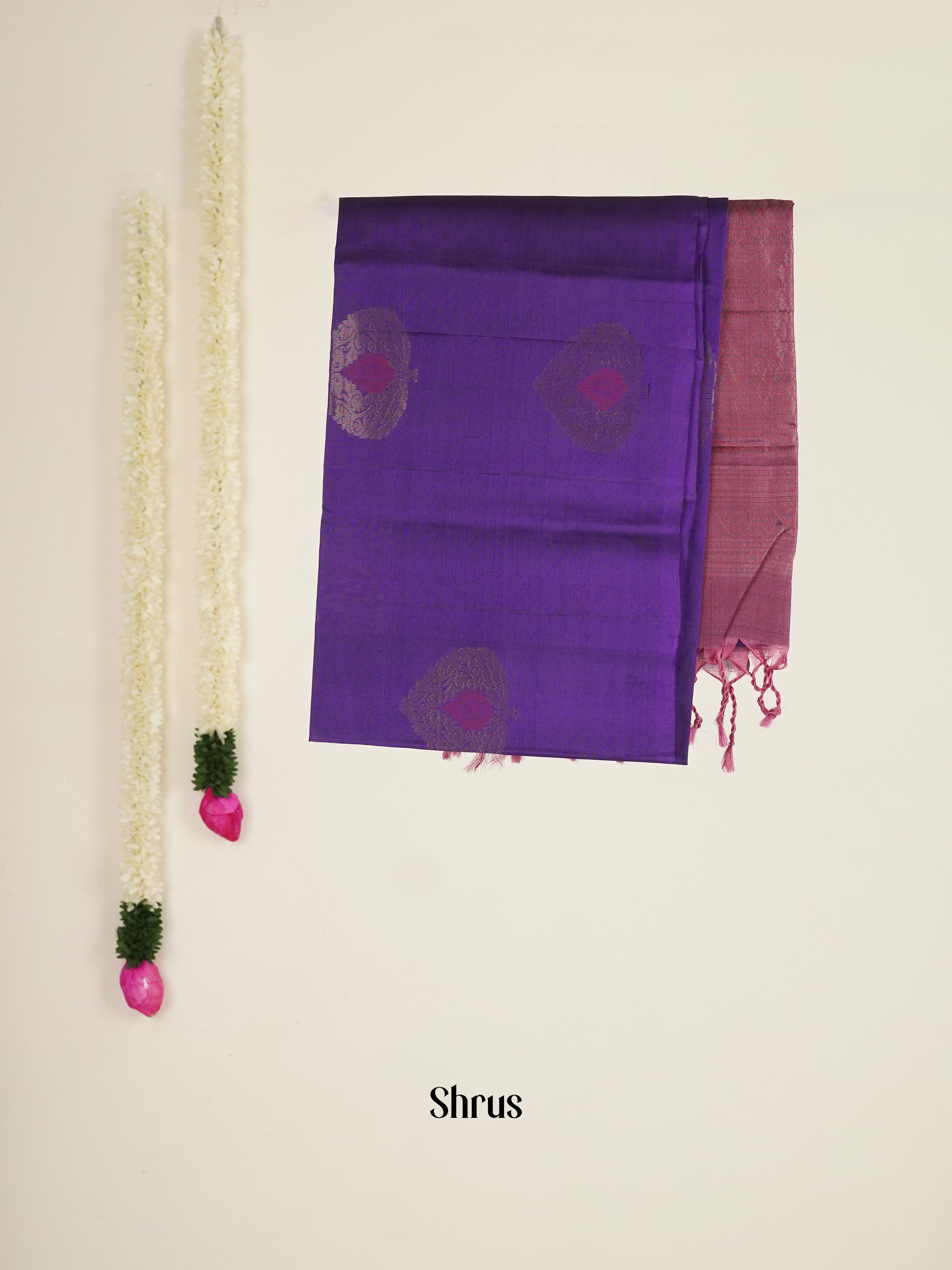 Violet & Maroon - Soft silk-halfpure Saree