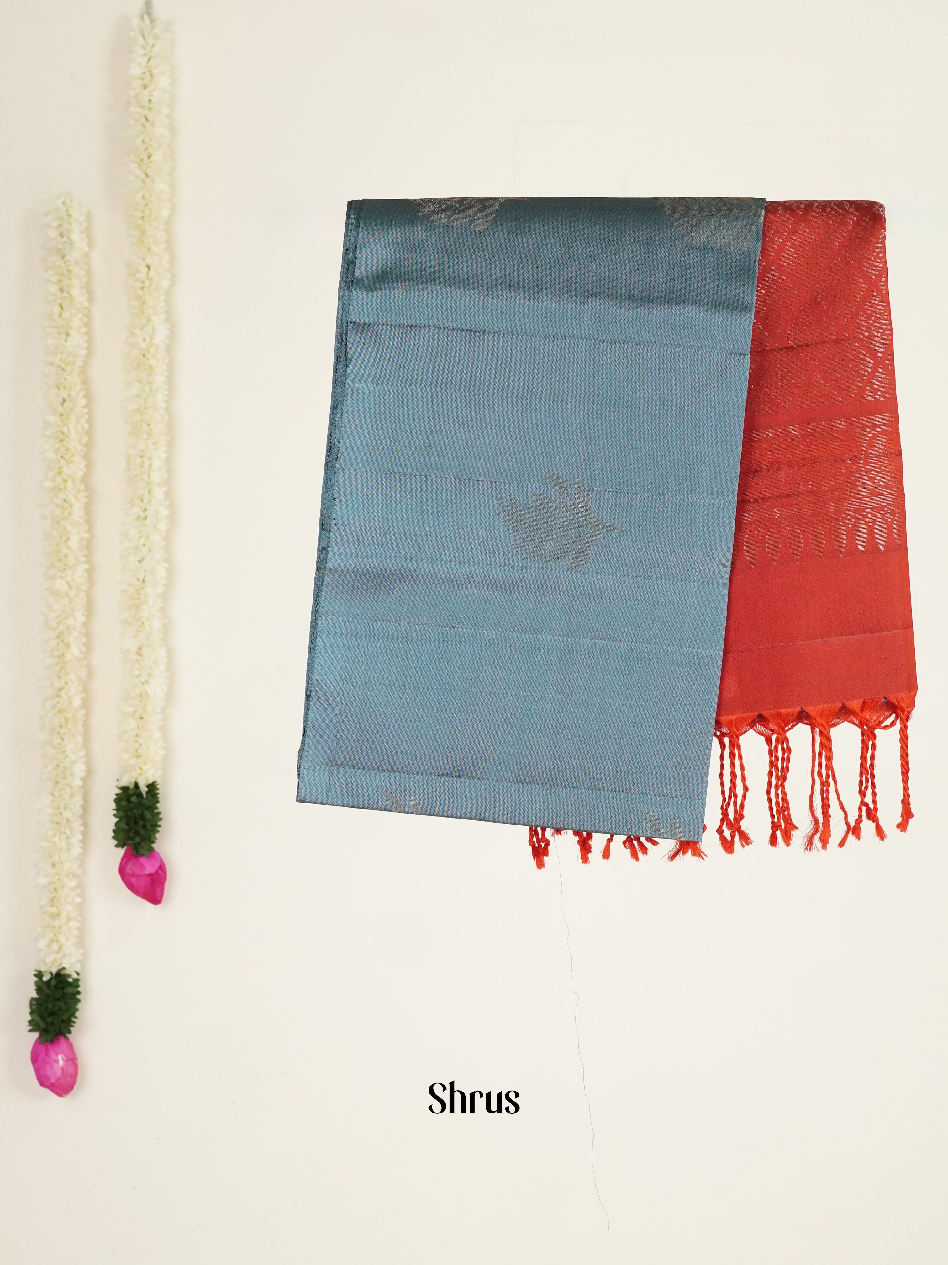 Grey & Maroon - Softsilk-halfpure Saree