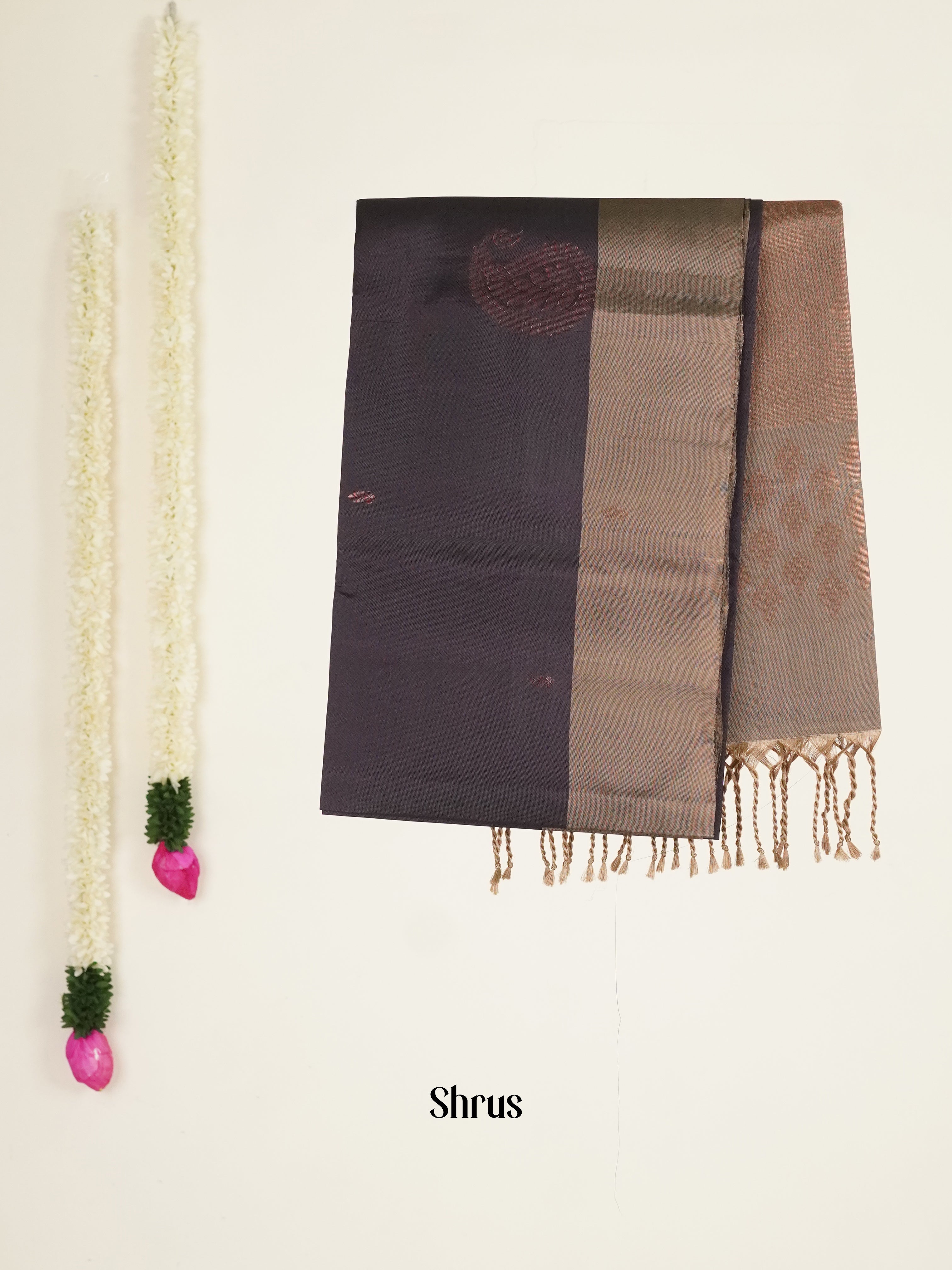 Brown & Grey - Softsilk-halfpure Saree