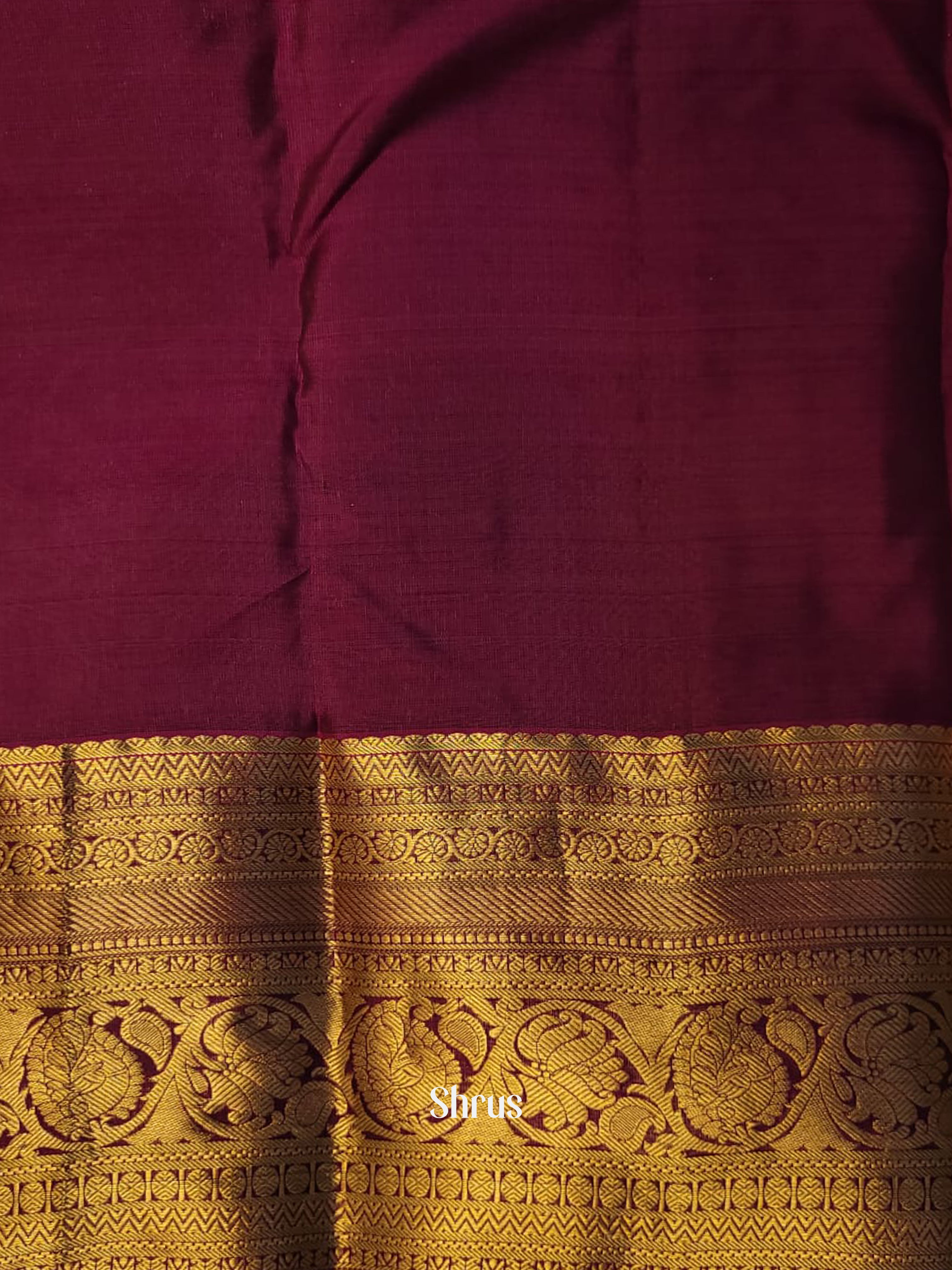 Green & Wine  - Kanchipuram-halfpure Saree