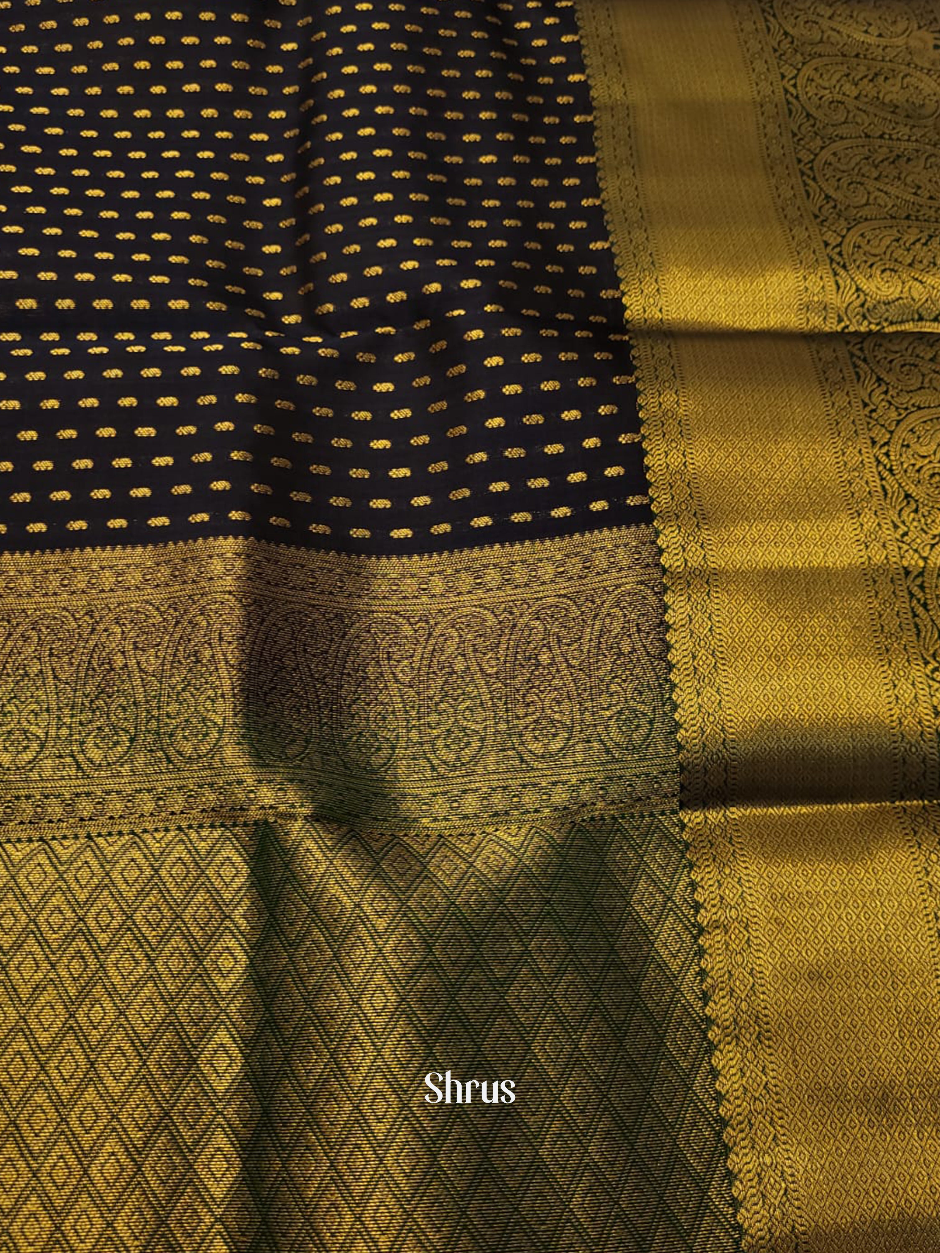 Deep Blue & Green - Kanchipuram-halfpure Saree