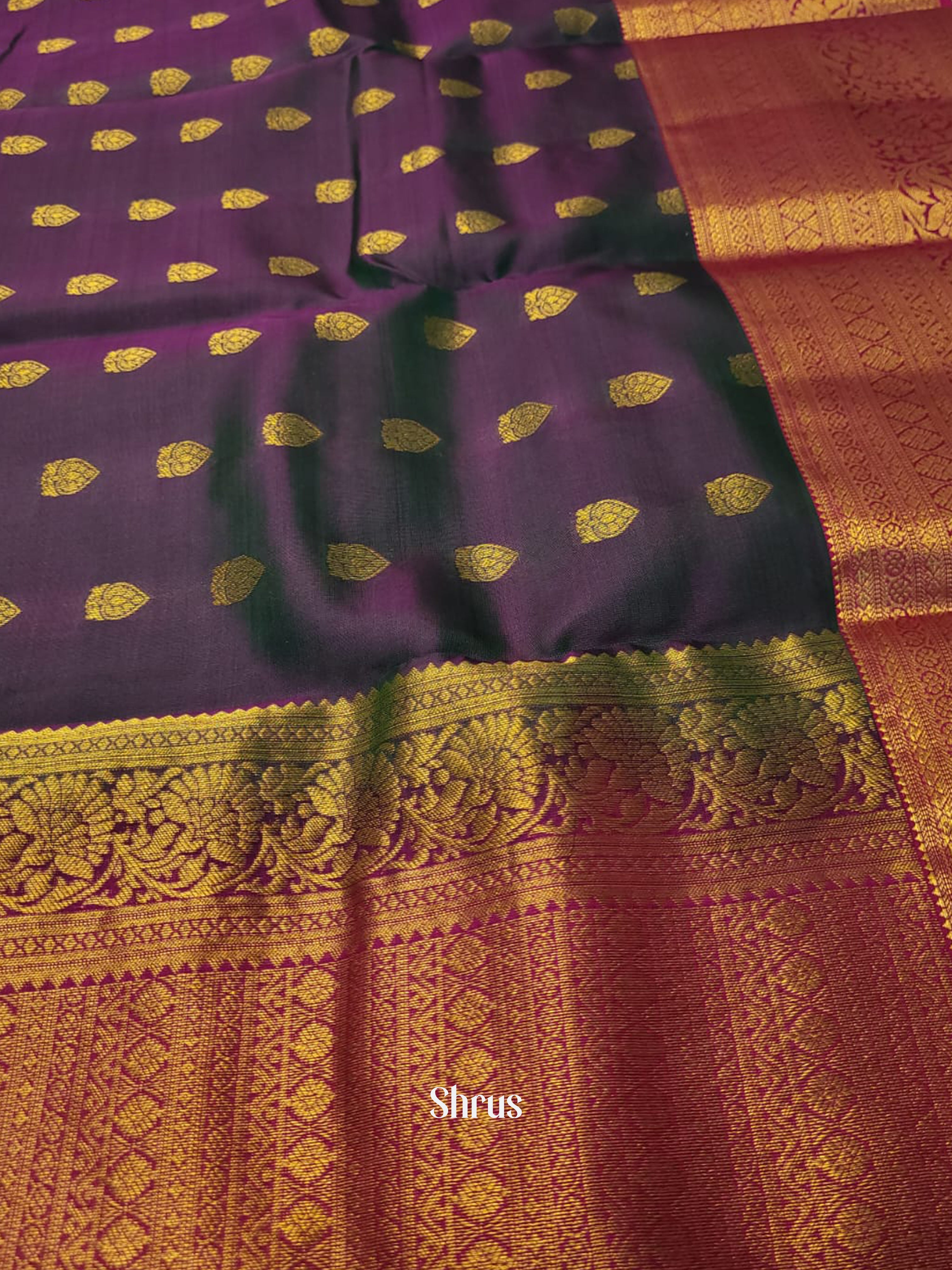 Double Shaded Blue , Green & Pink - Kanchipuram-halfpure Saree